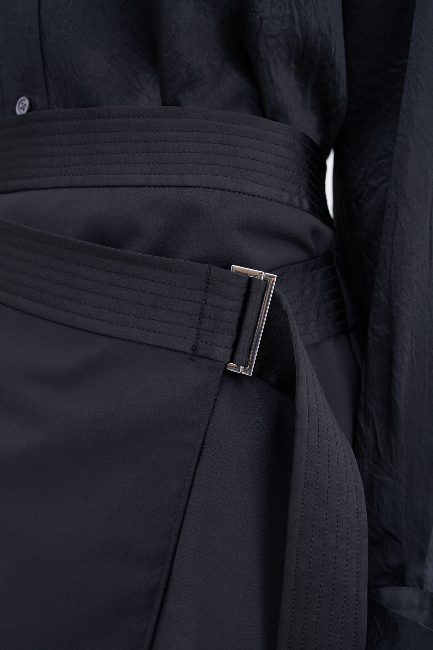 Belted Wool Wrap Skirt