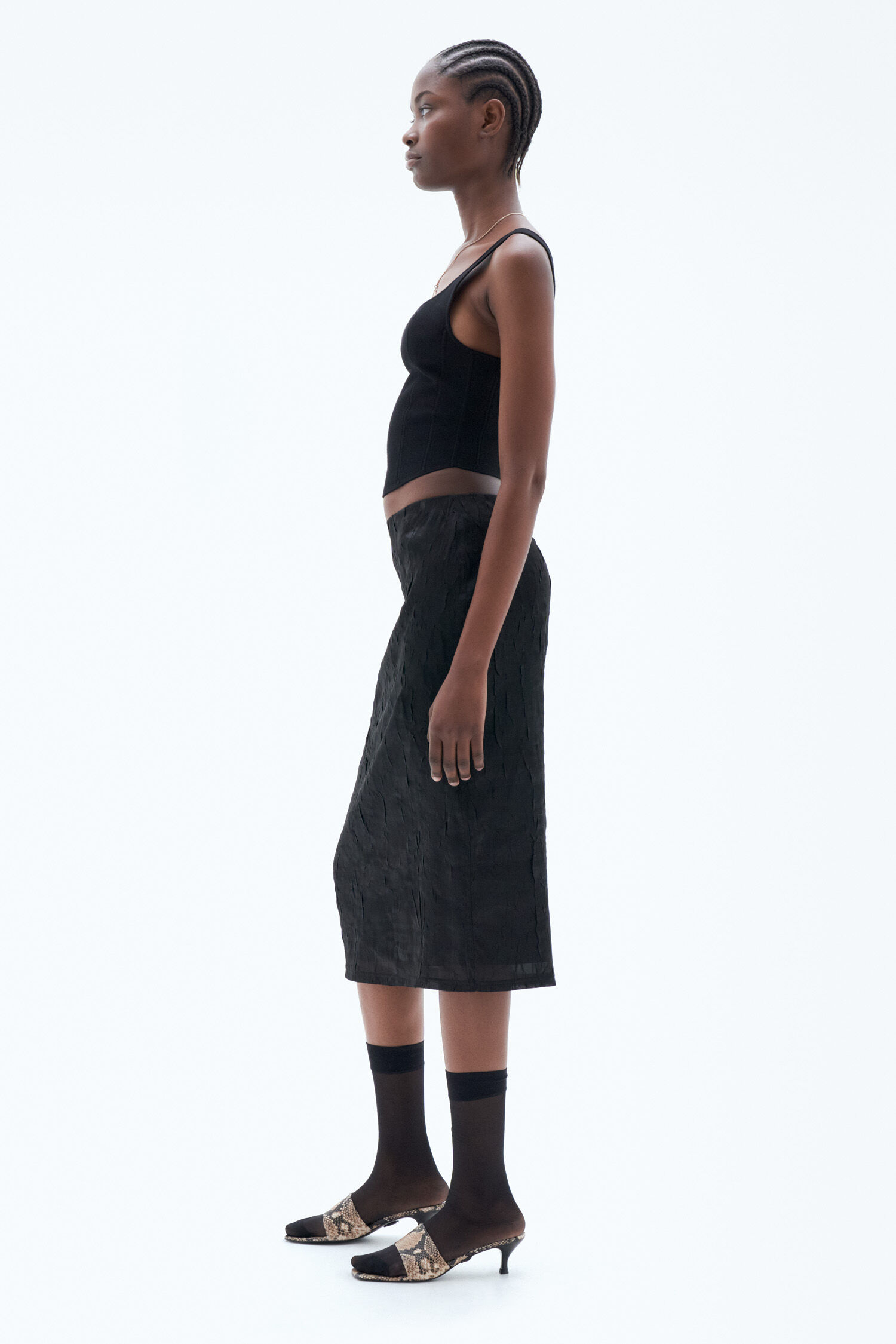 Crinkled Pencil Skirt