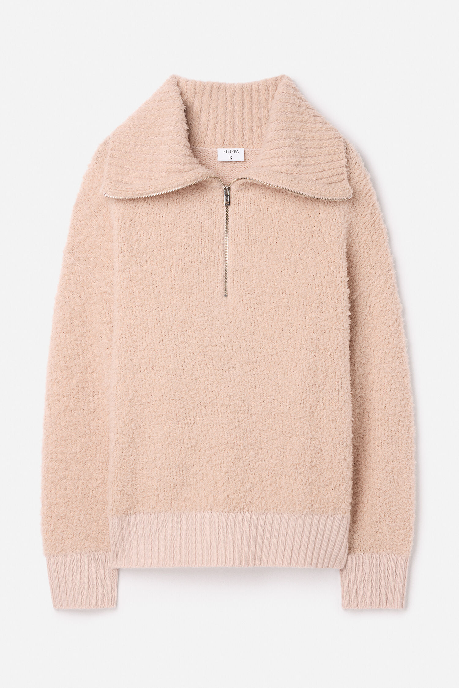 Fluffy Half Zip Sweater - Dusty Pink | FILIPPA K