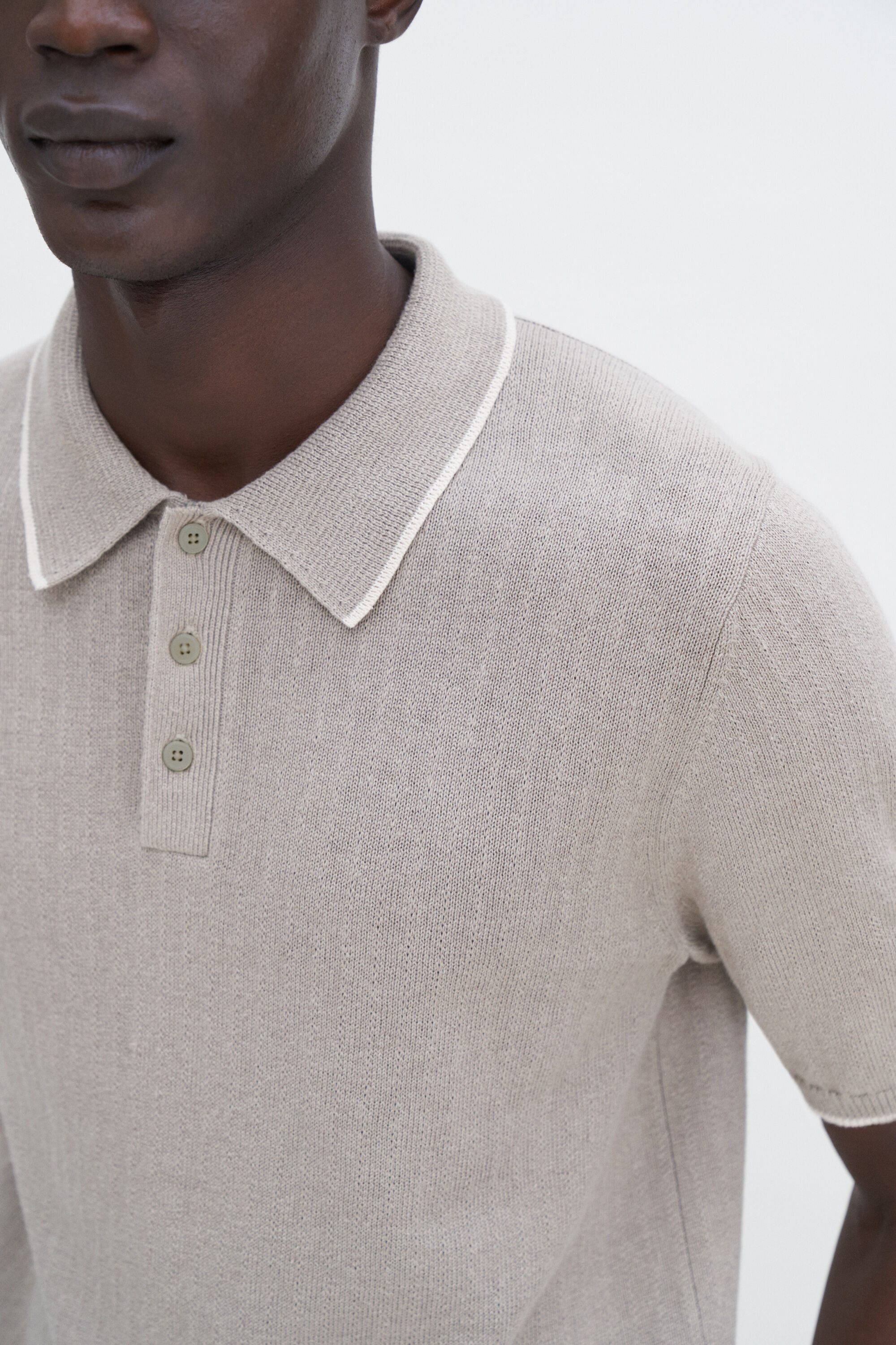 Linen Cotton Knit Polo - Moss Grey | FILIPPA K