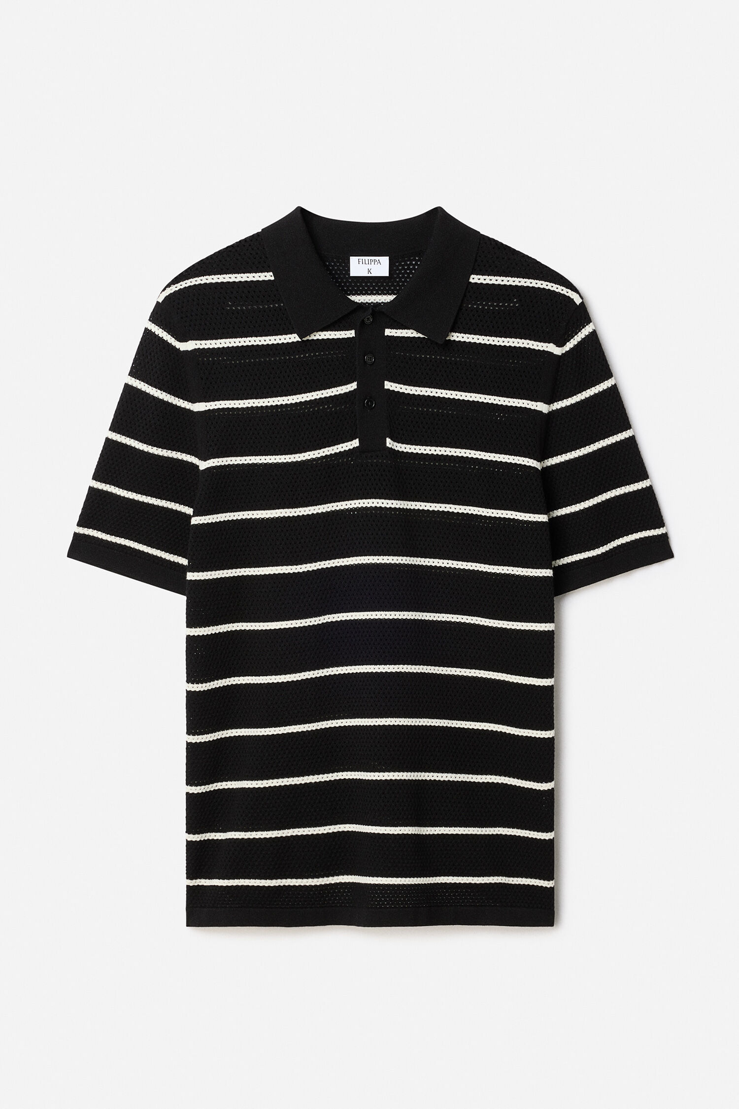 Striped Mesh Polo - Black/White | FILIPPA K