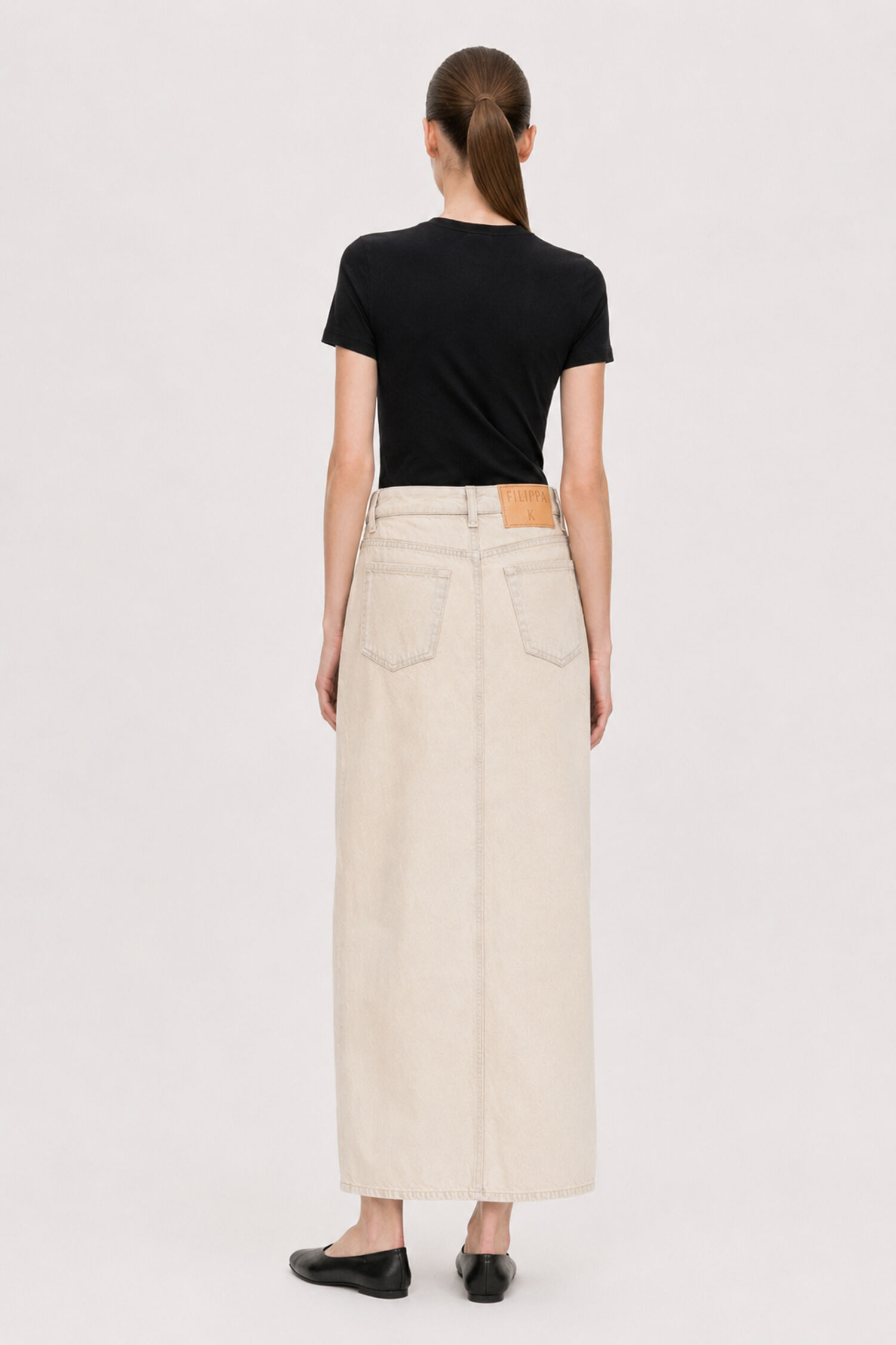 Long Slit Denim Skirt