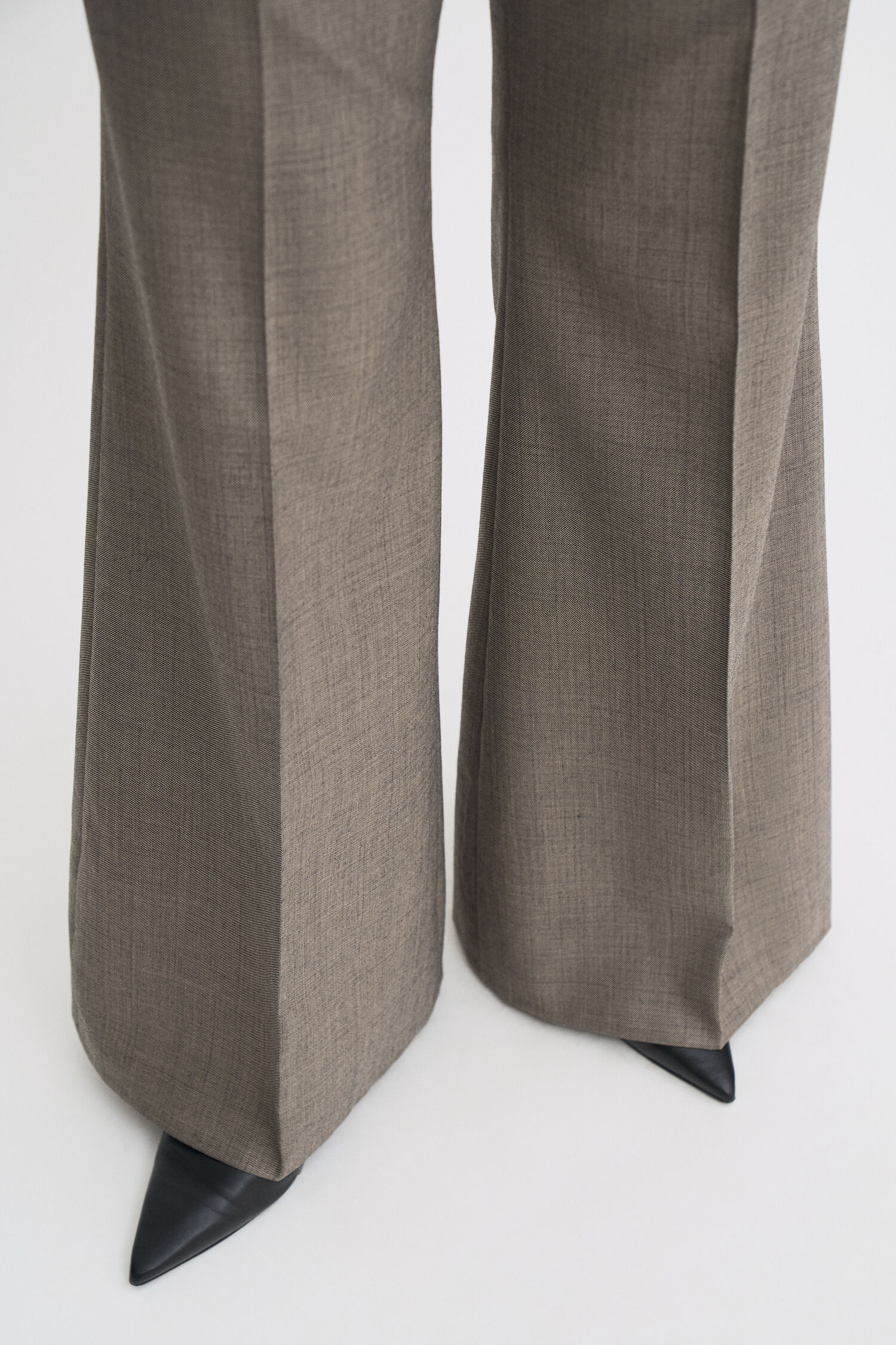 Wool Blend Flare Trousers