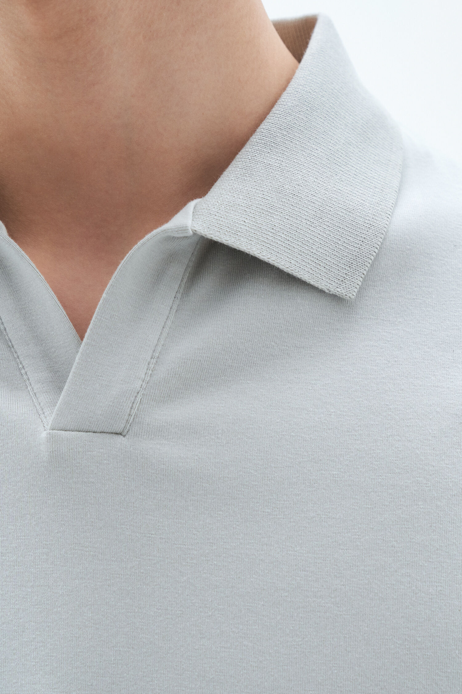 Stretch Cotton Polo T Shirt Green Grey Filippa K