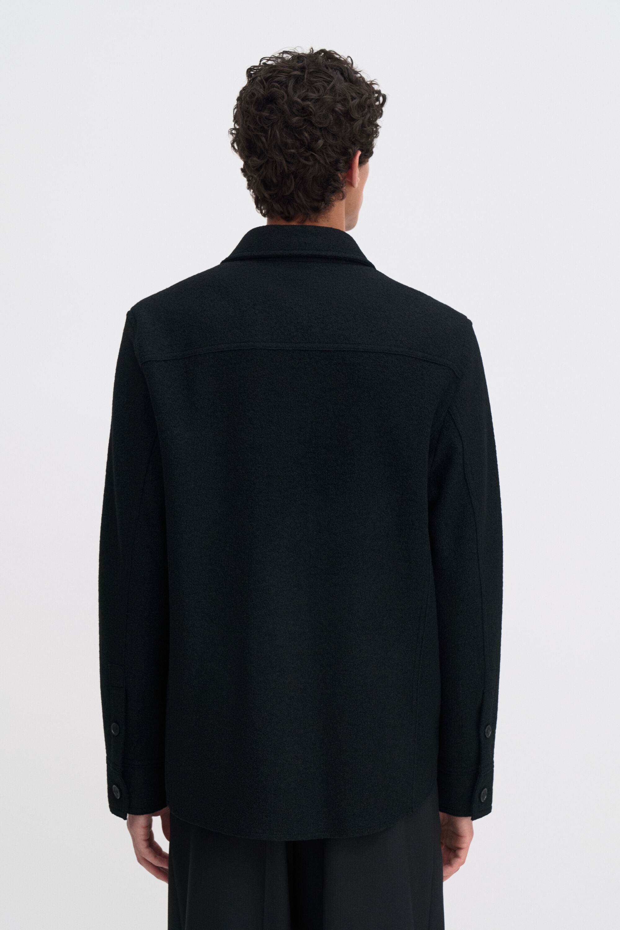 Boiled Wool Shirt Jacket - Black | FILIPPA K