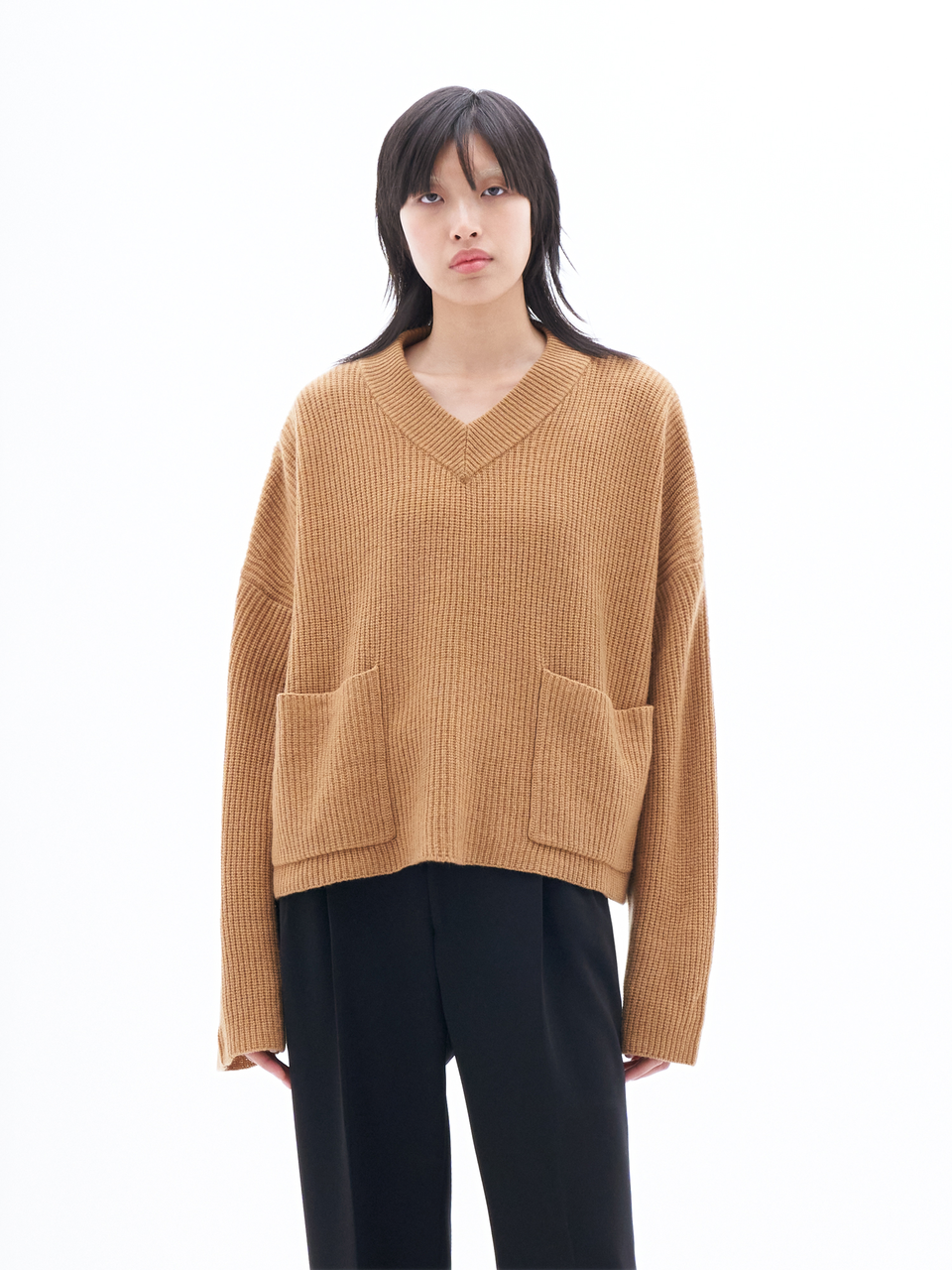 Boxy V-Neck Cashmere Sweater