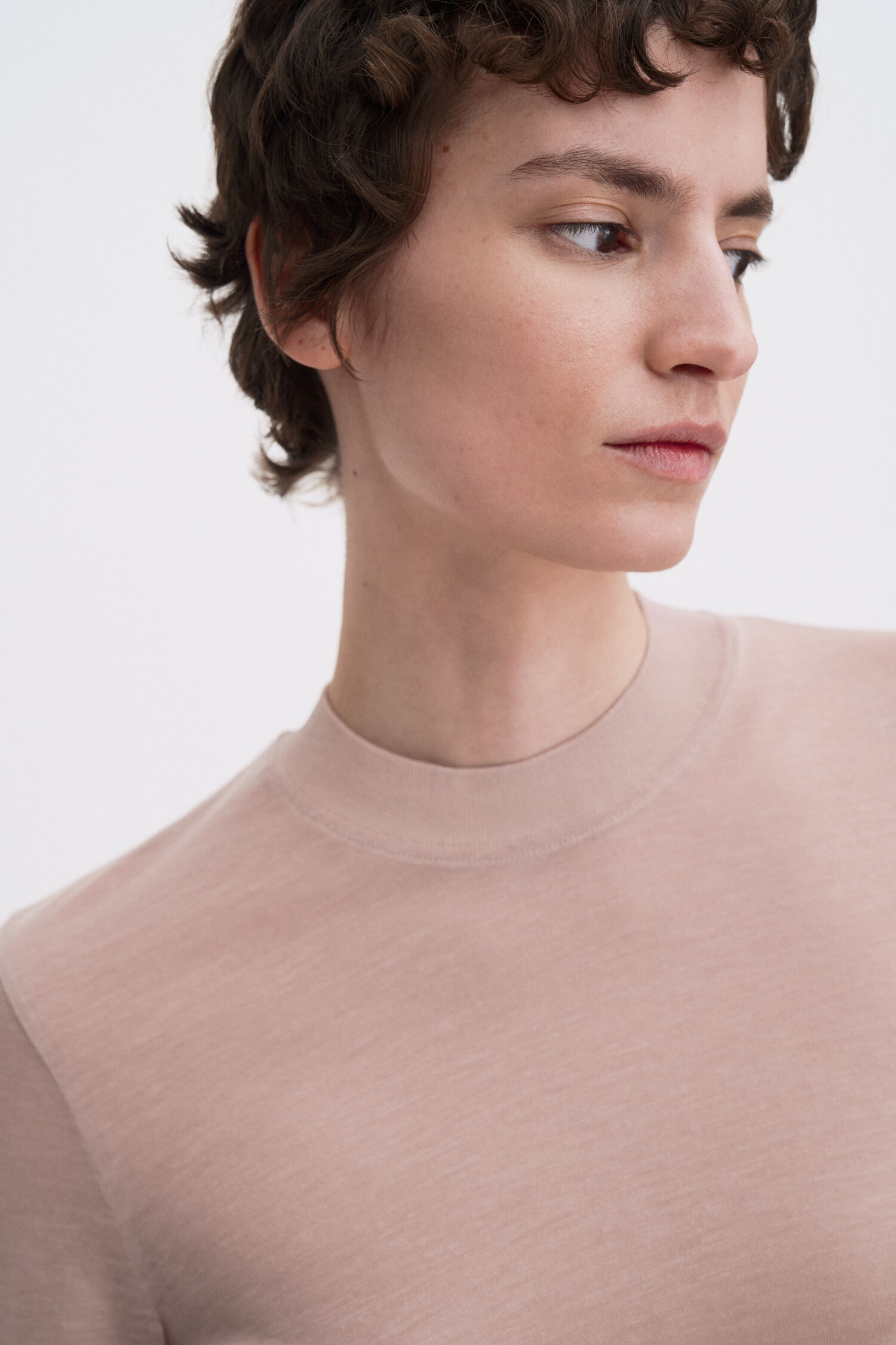 Lyocell Cashmere Mock Neck Top