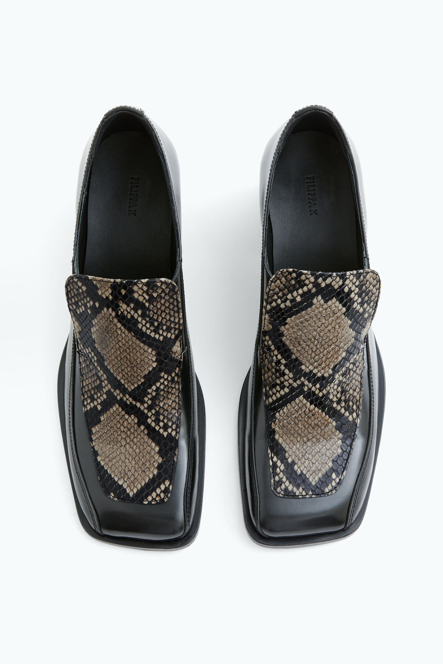 Black snakeskin loafers on sale