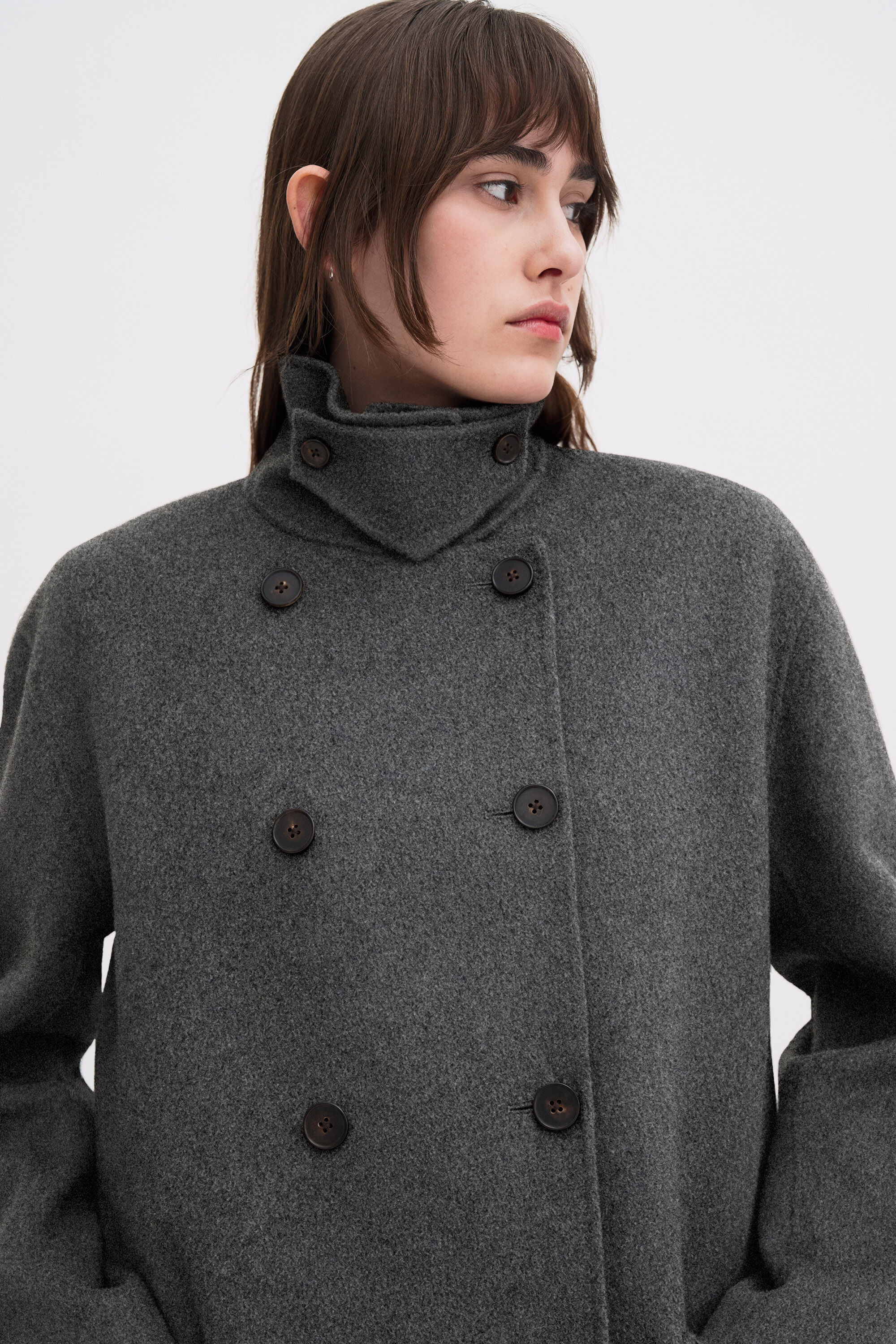 Amelia Doublé Coat - Dark Grey Melange | FILIPPA K