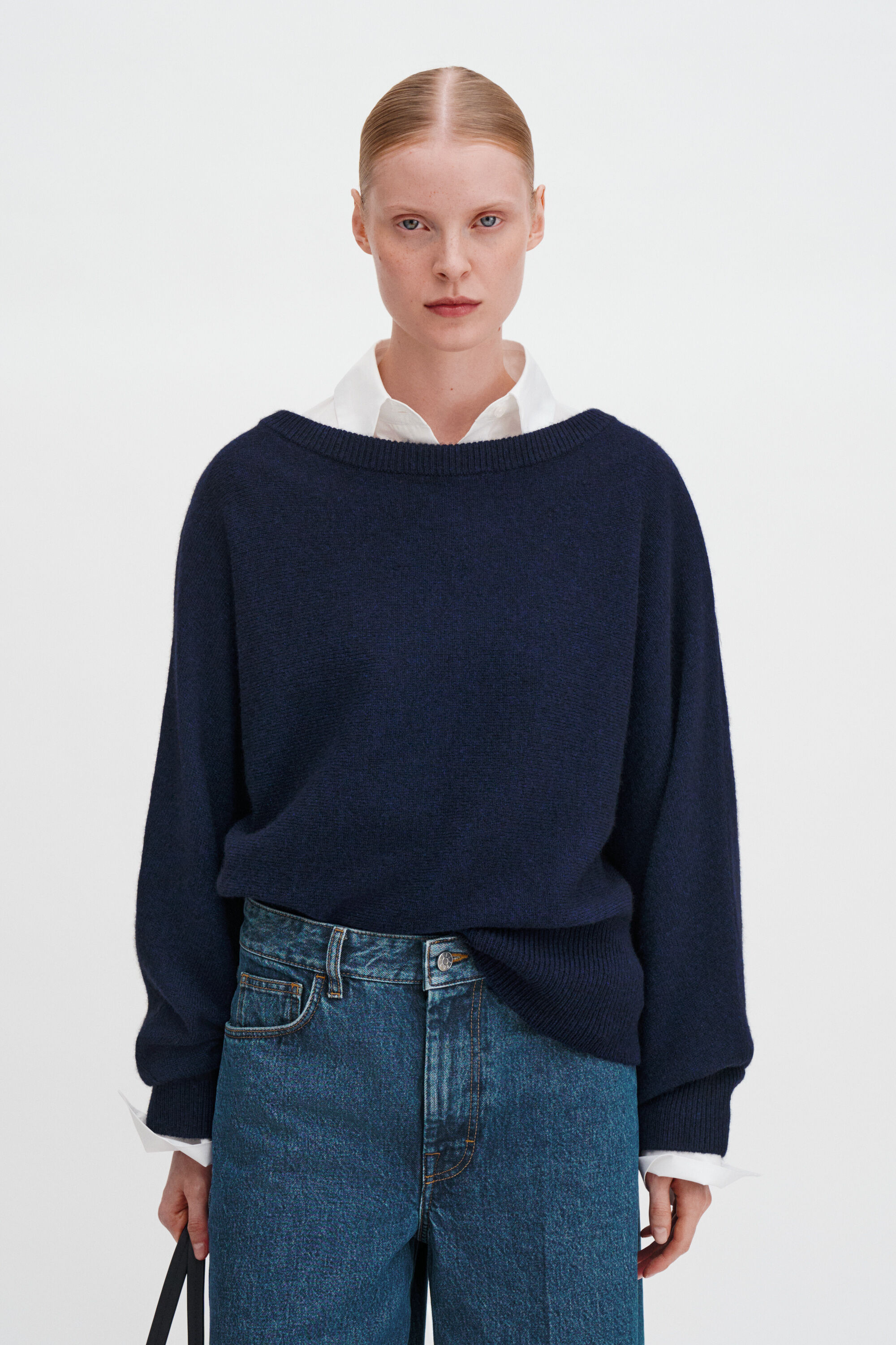 Wool Yak Boatneck Sweater - Navy | FILIPPA K