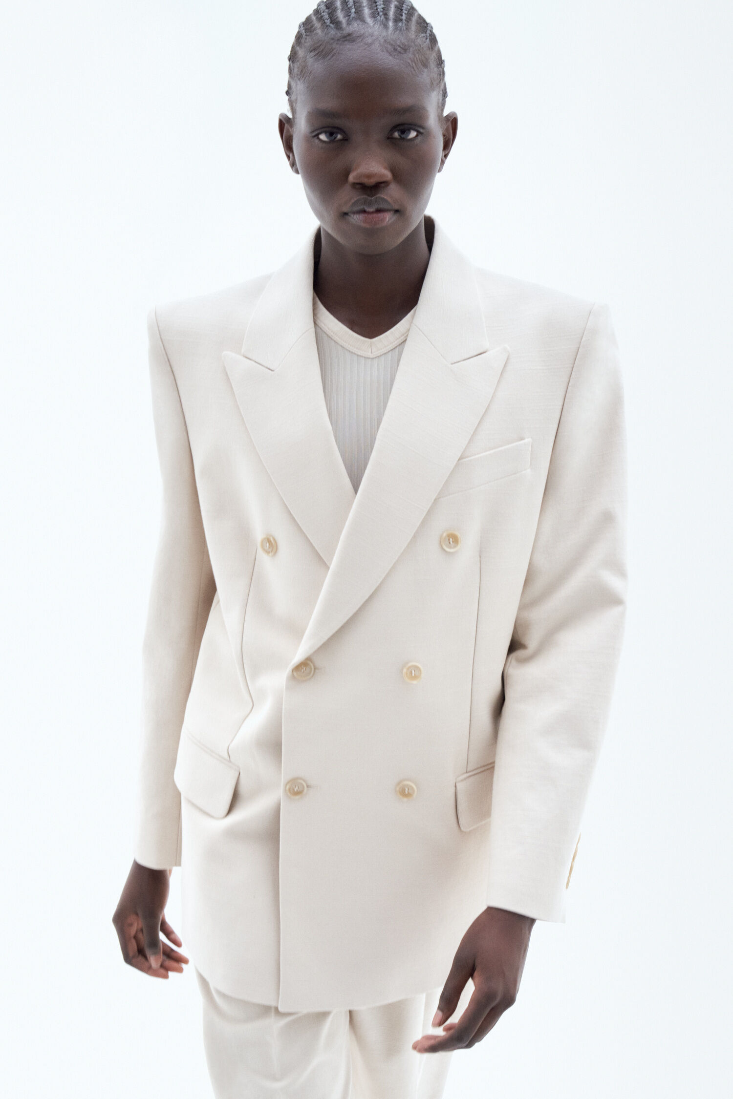 Double Breasted Cotton Linen Blazer