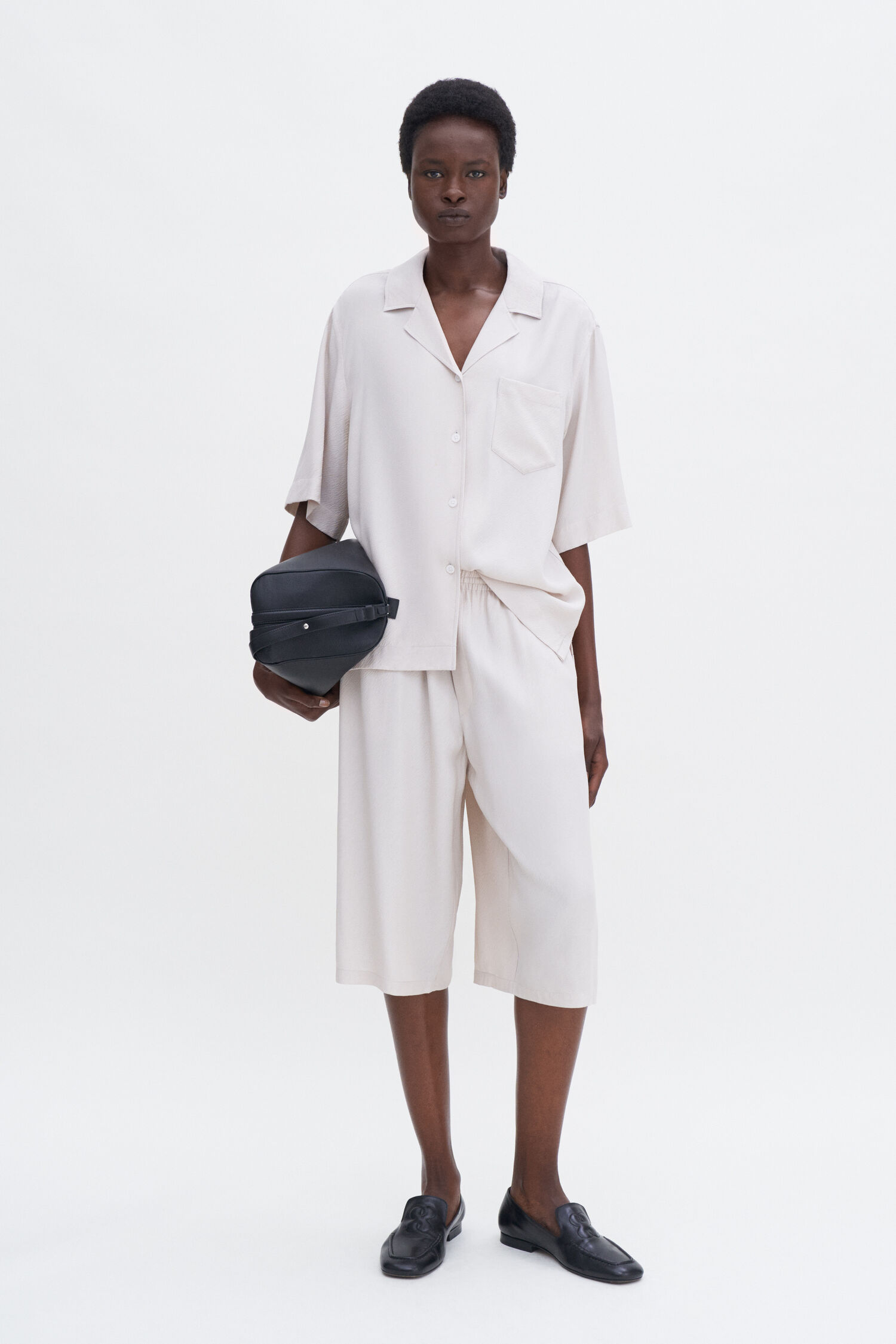 Draped Twill Shorts