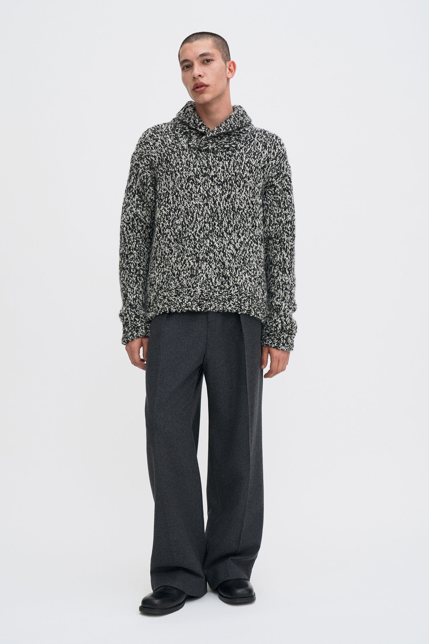 Shawl Collar Mouliné Sweater
