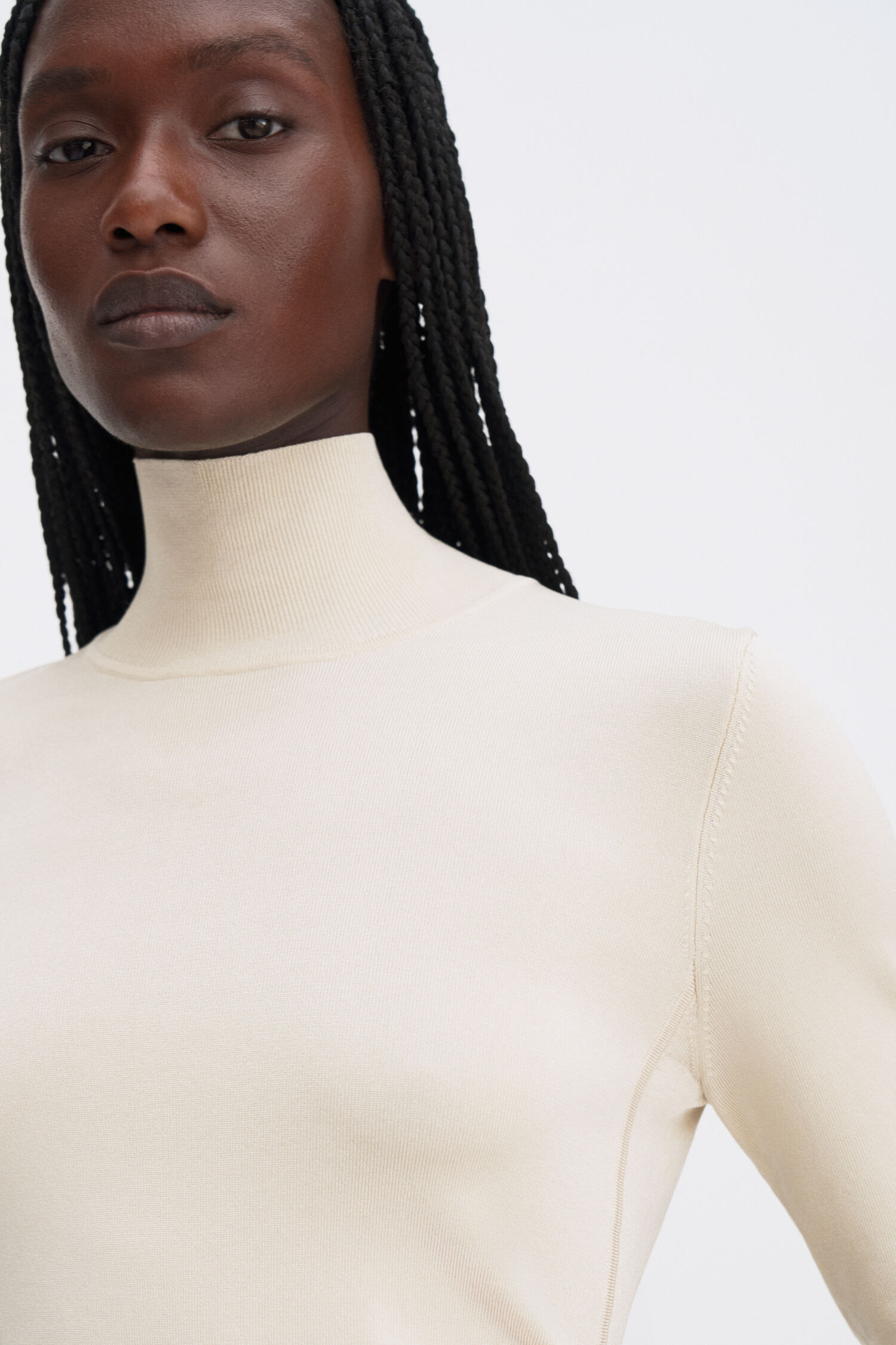 Glossy Knit Turtleneck Sweater