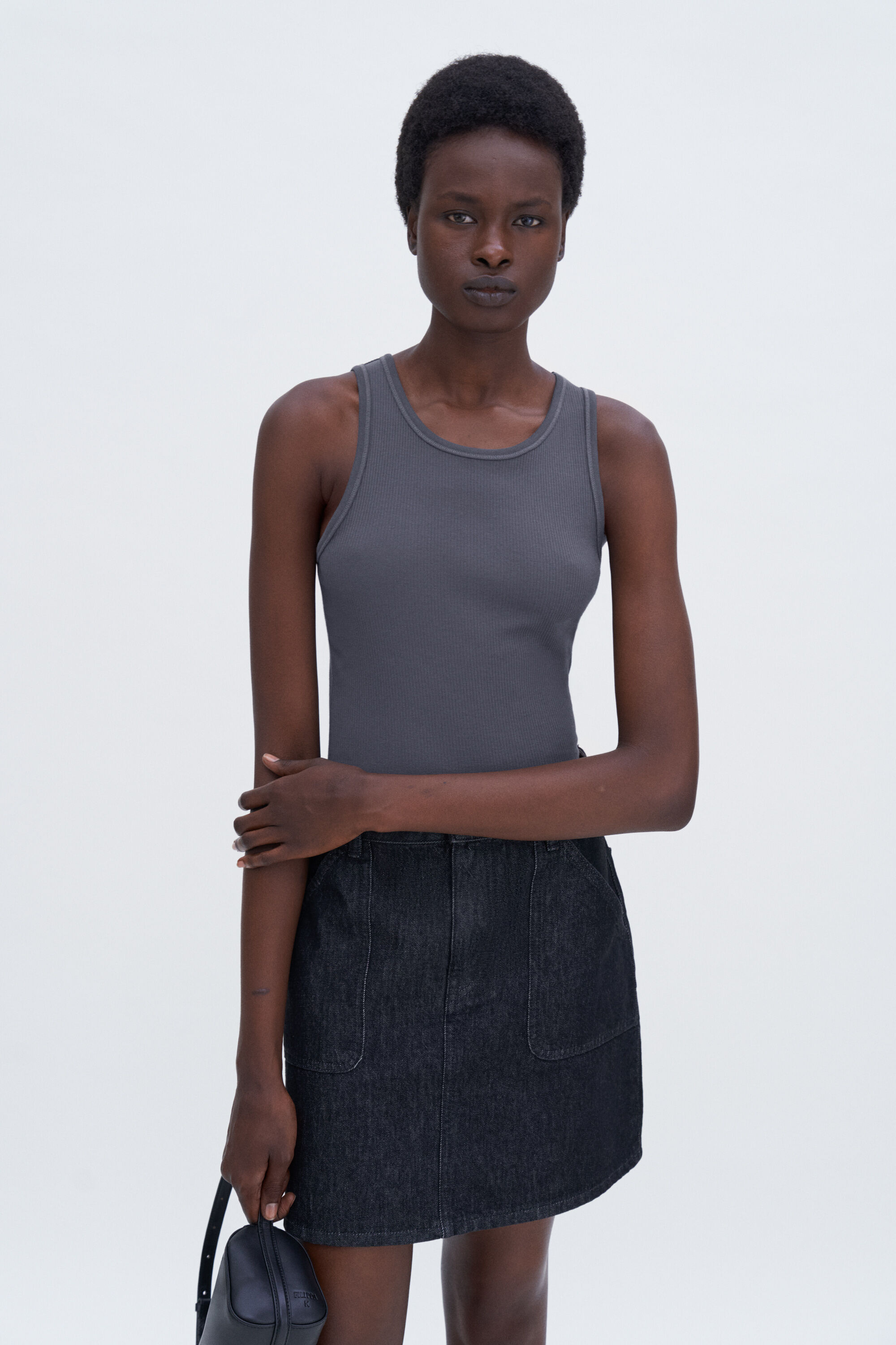 Fine Rib Tank - Charcoal Grey | FILIPPA K