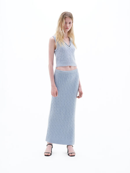 Braided Mohair Knit Midi Skirt