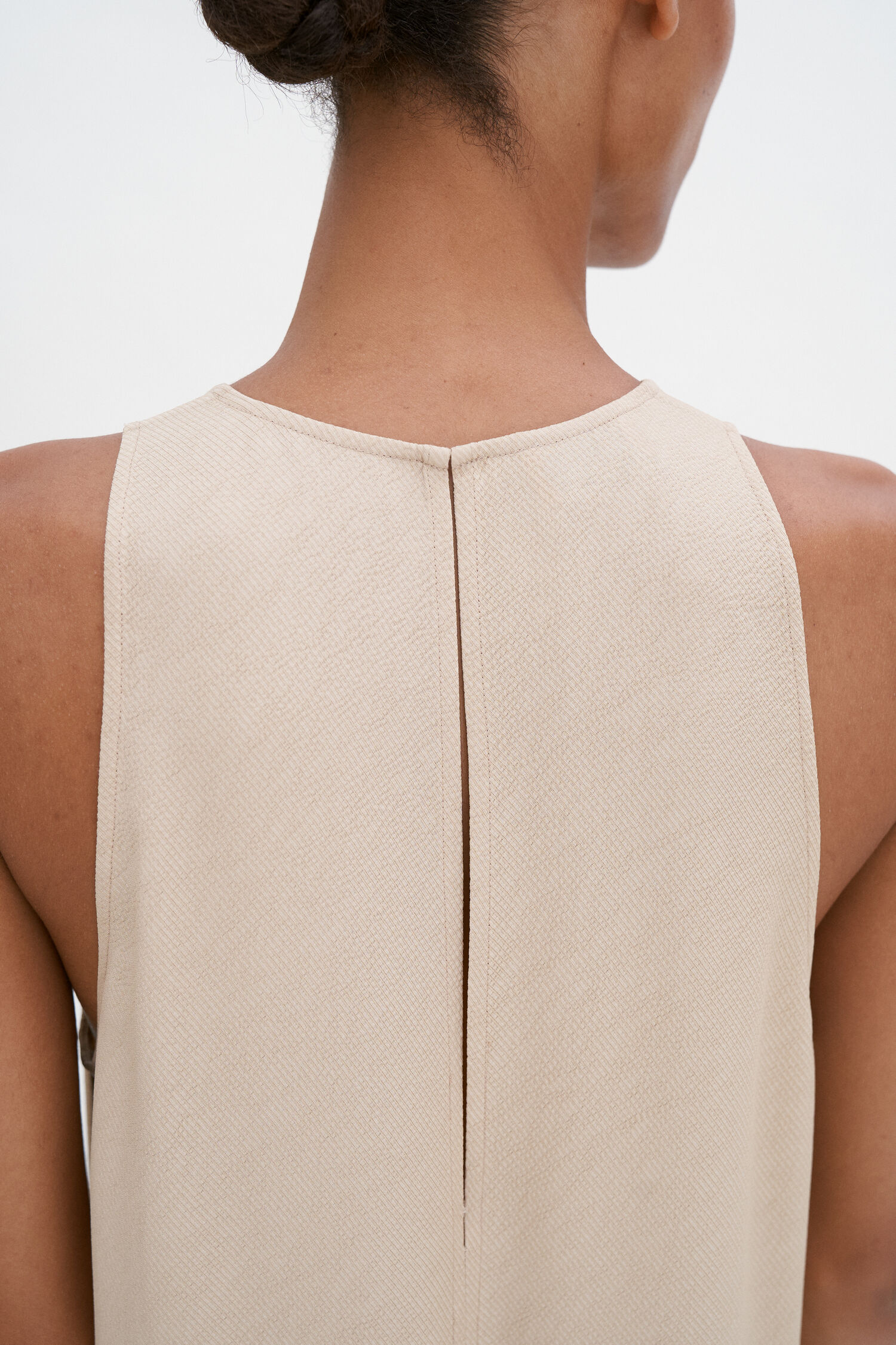 Draped Twill Tank Dress