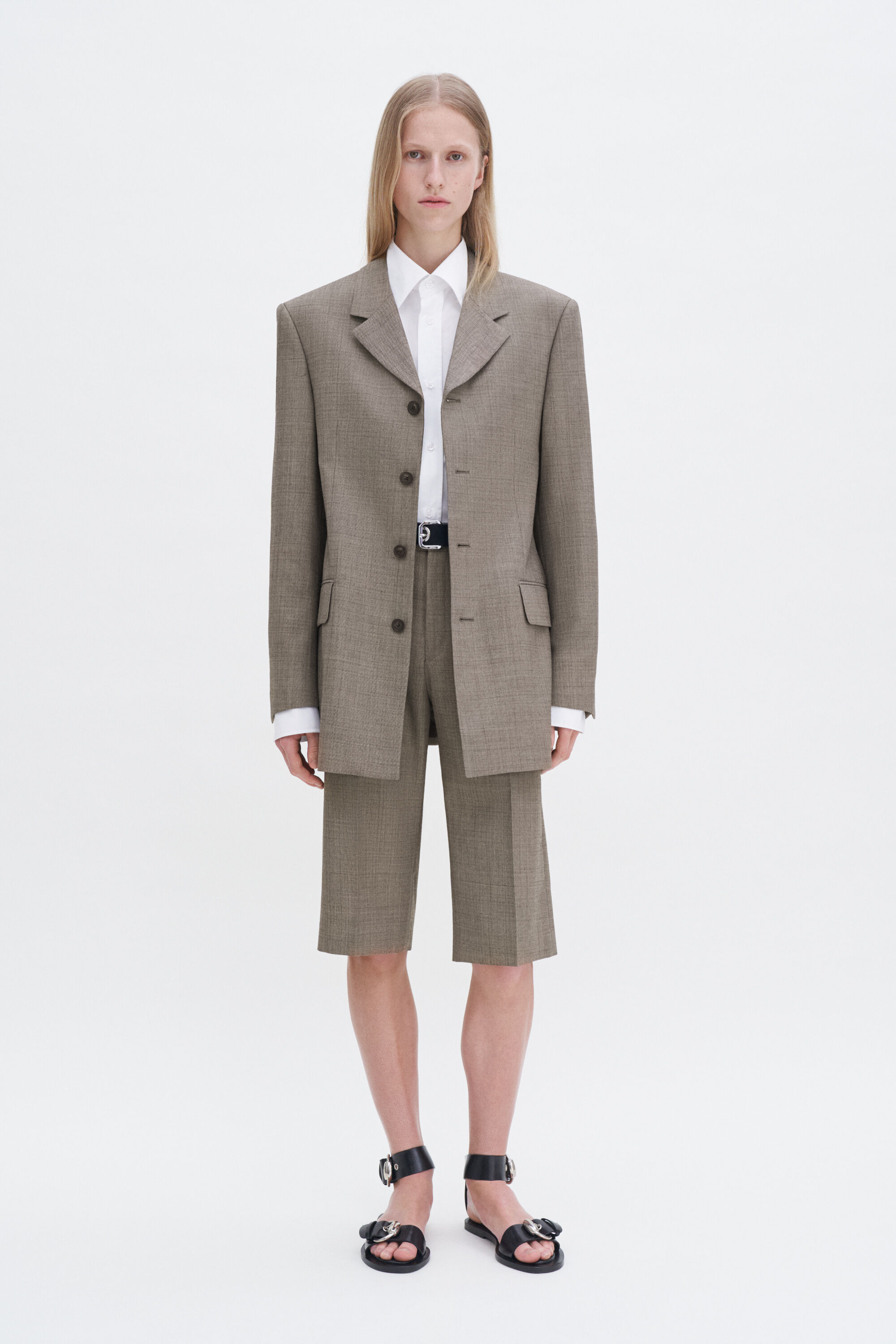 High Waist Pleated Cotton Shorts - Canvas Beige | Filippa K