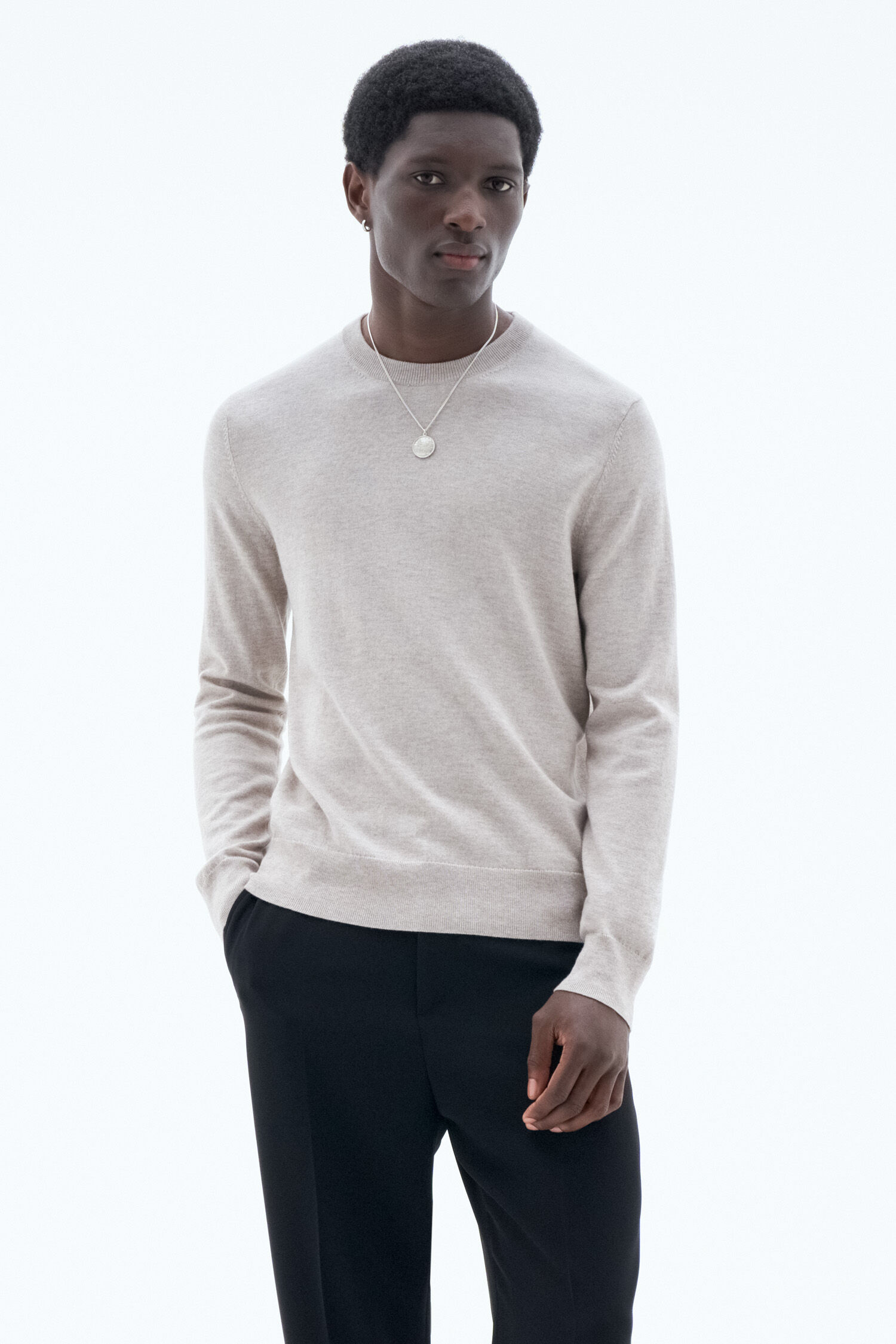 Cotton Merino Sweater - Beige Melange