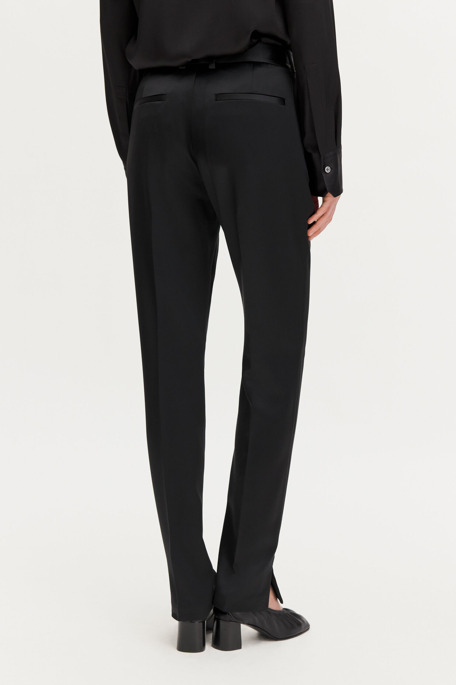 Slim Slit Satin Trousers