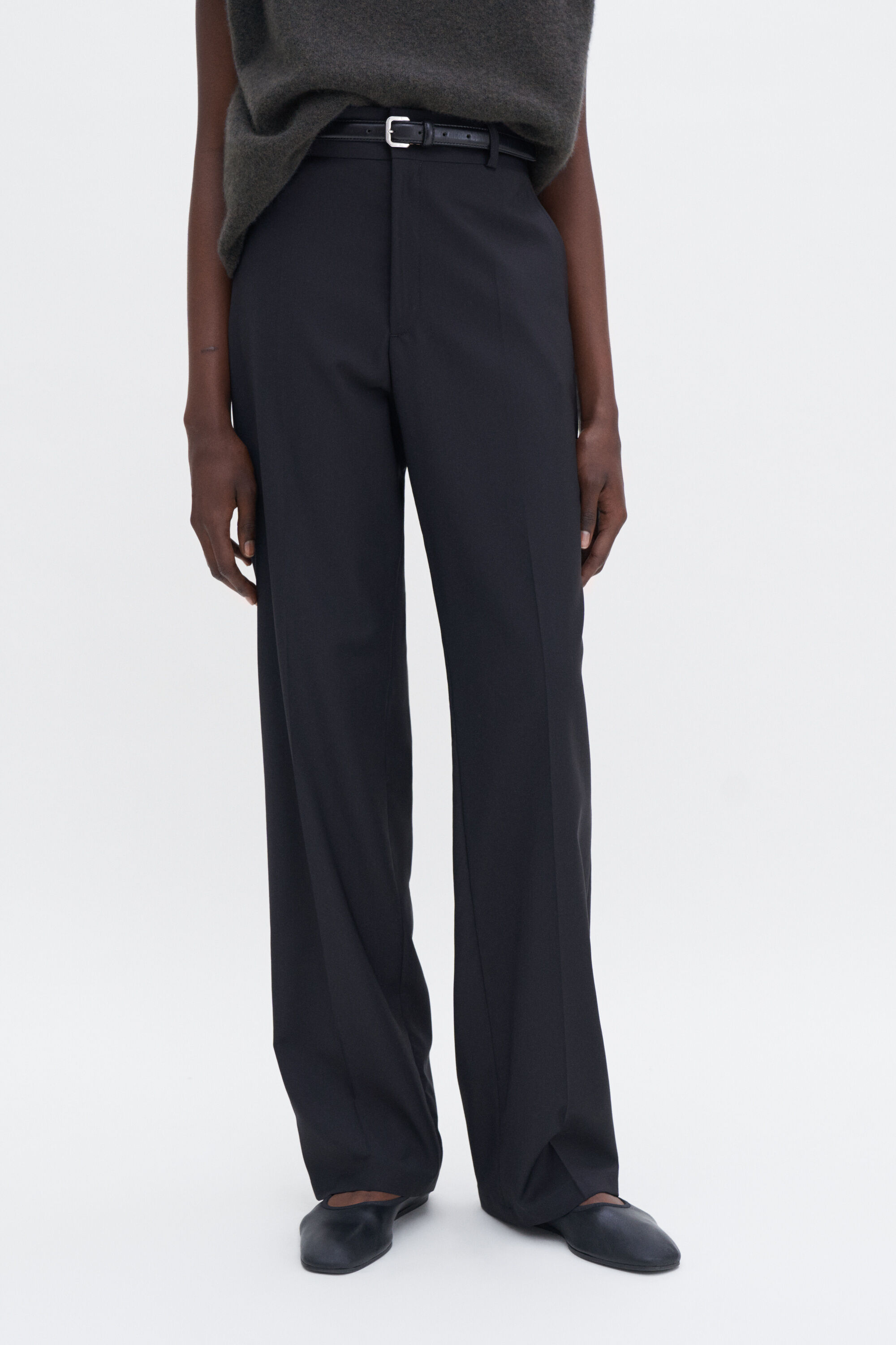WIRROW 23SS SOFTWOOL WIDE TAPERED SLACKS