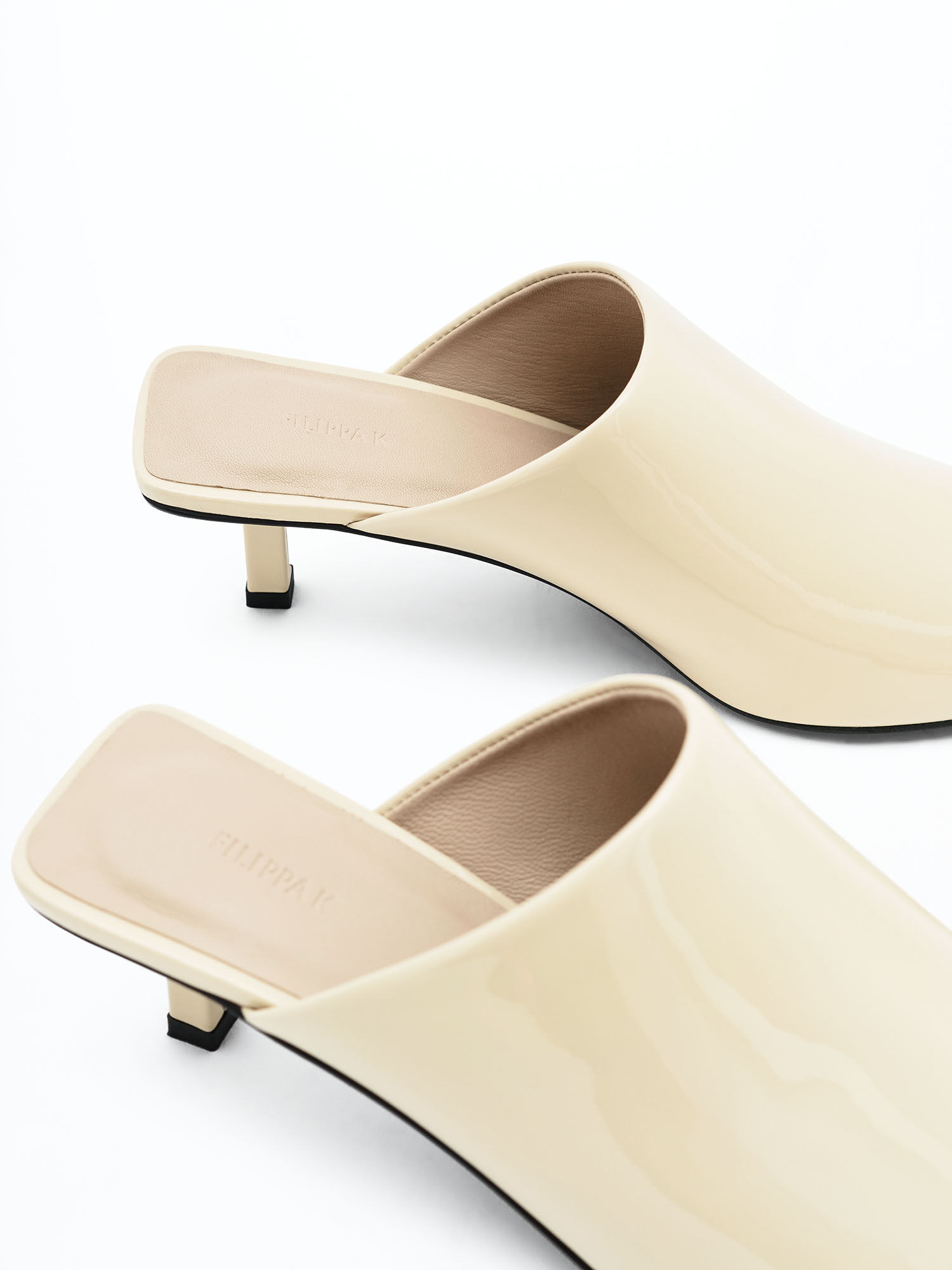 Pointy Kitten Heel Mules Butter Patent Filippa K