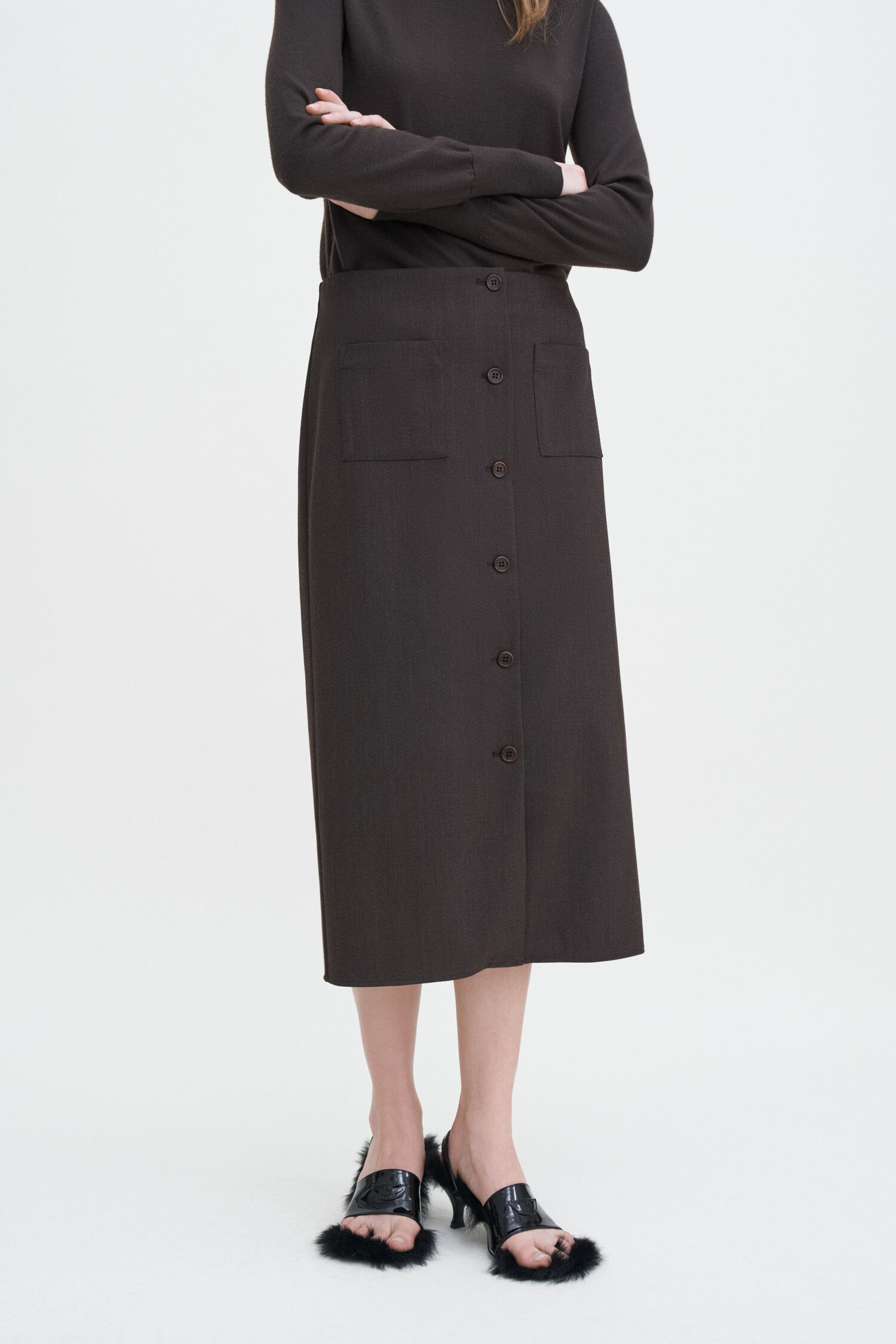 Buttoned Pencil Skirt