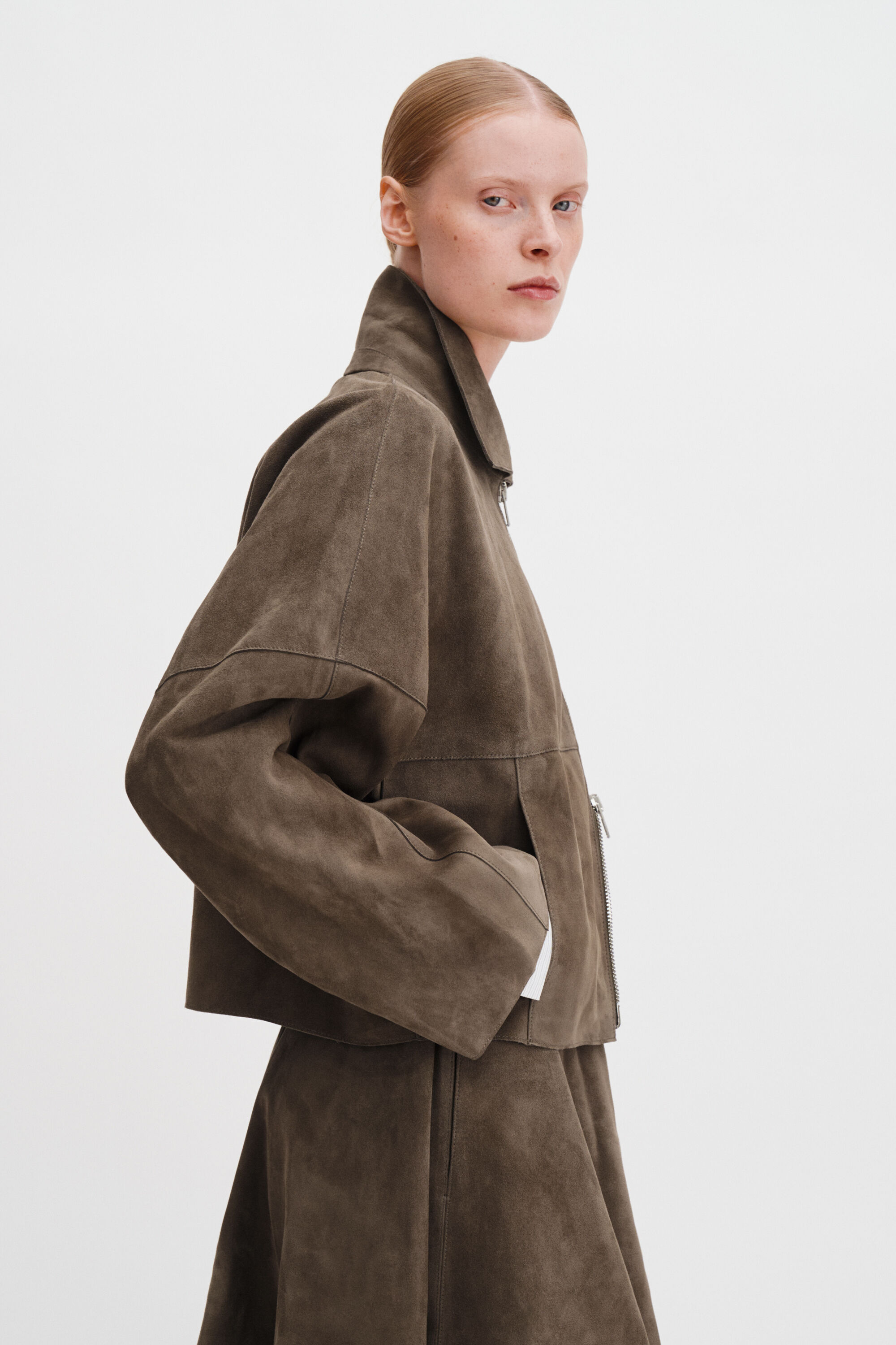 Suede Coach Jacket - Olive Green | FILIPPA K