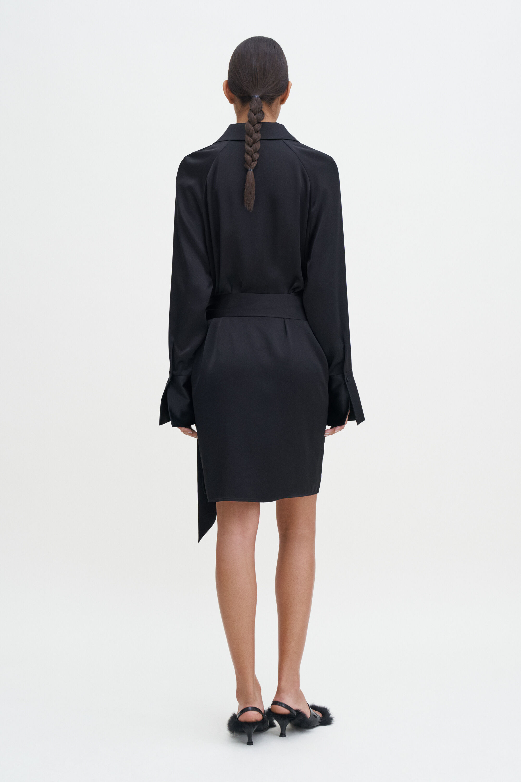 Black wrap shirt dress discount