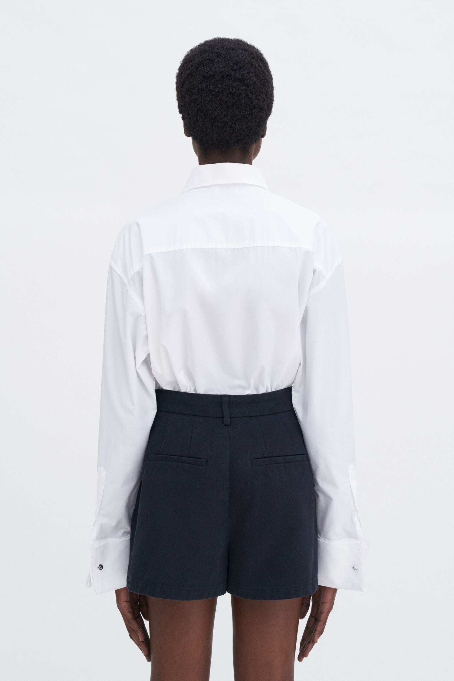 High Waist Pleated Cotton Shor