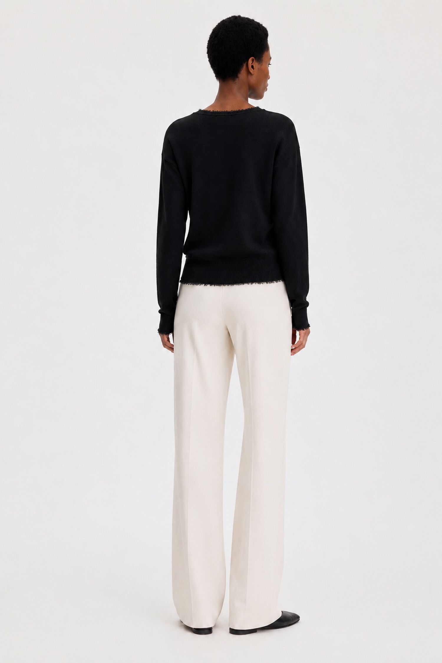 Frayed R-Neck Top