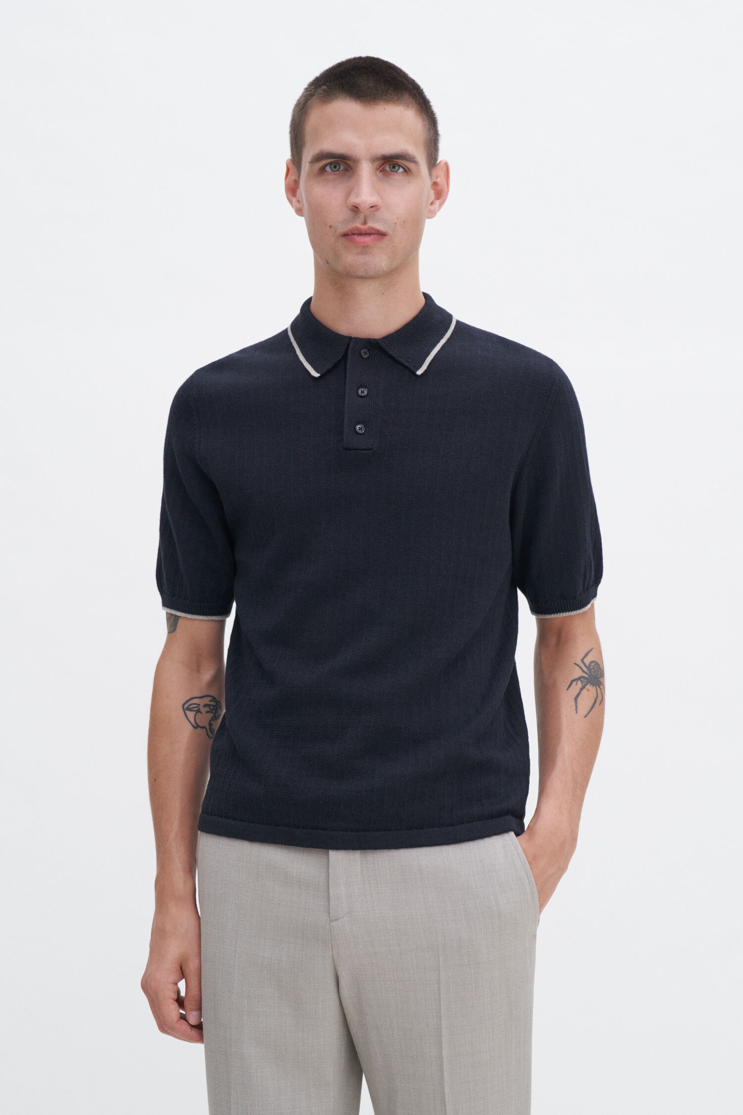 Linen Cotton Knit Polo