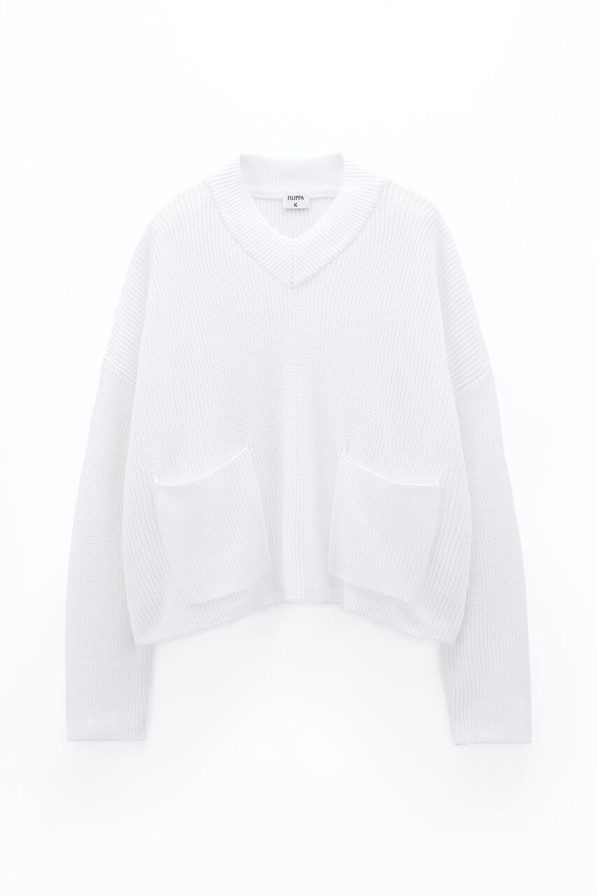 Boxy V-Neck Cotton Sweater