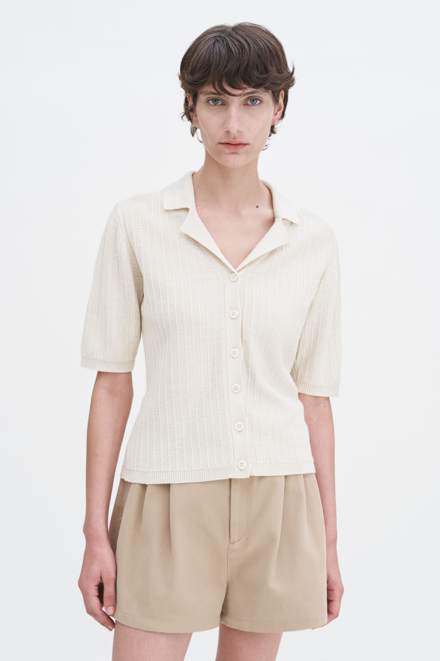 Shortsleeve Collar Cardigan