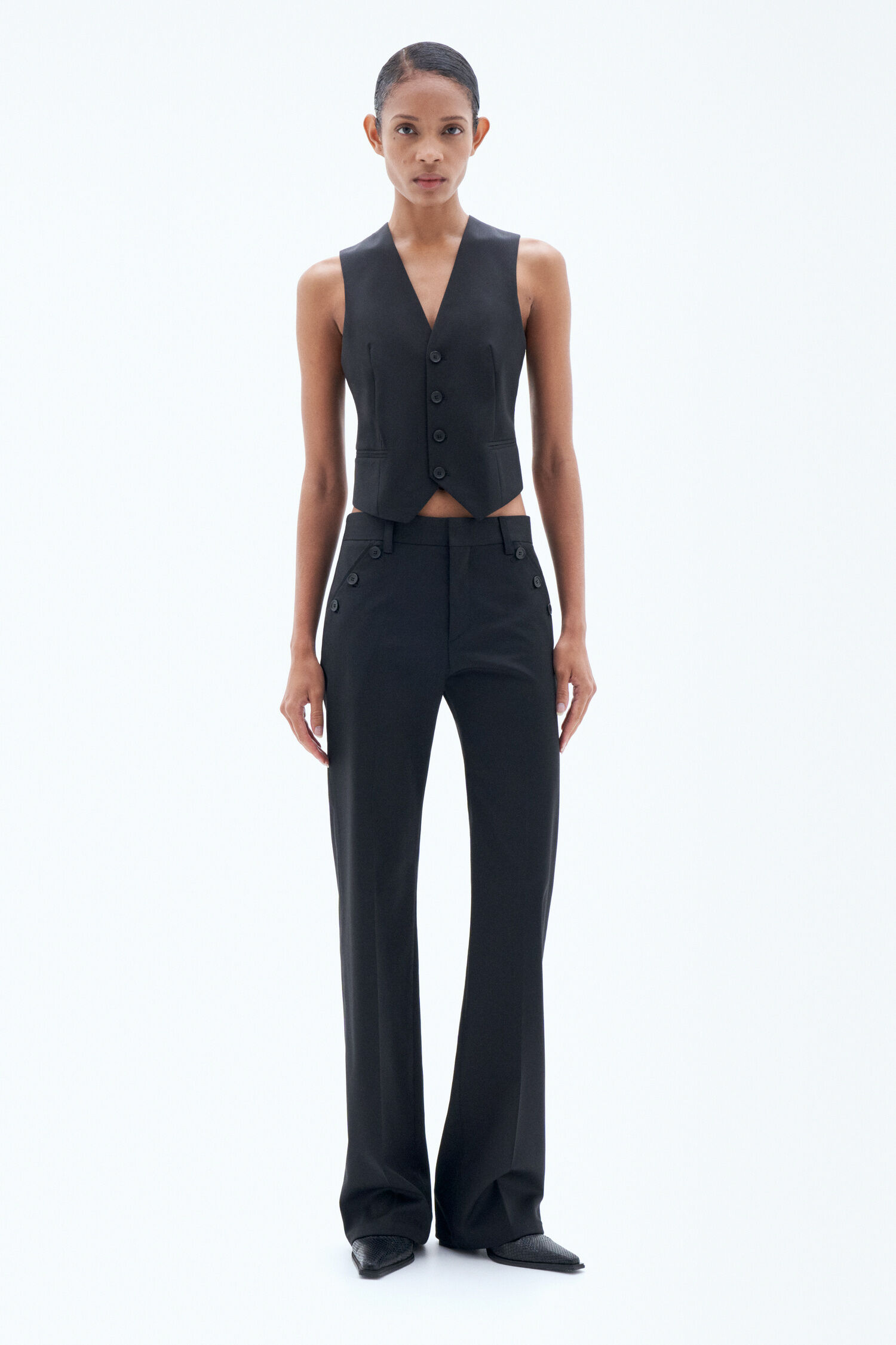 Straight Tailored Trousers - Black