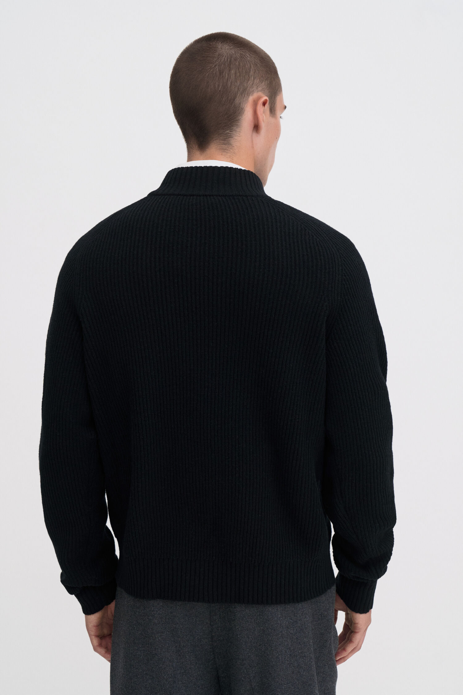 Ribbed Wool Mockneck Sweater