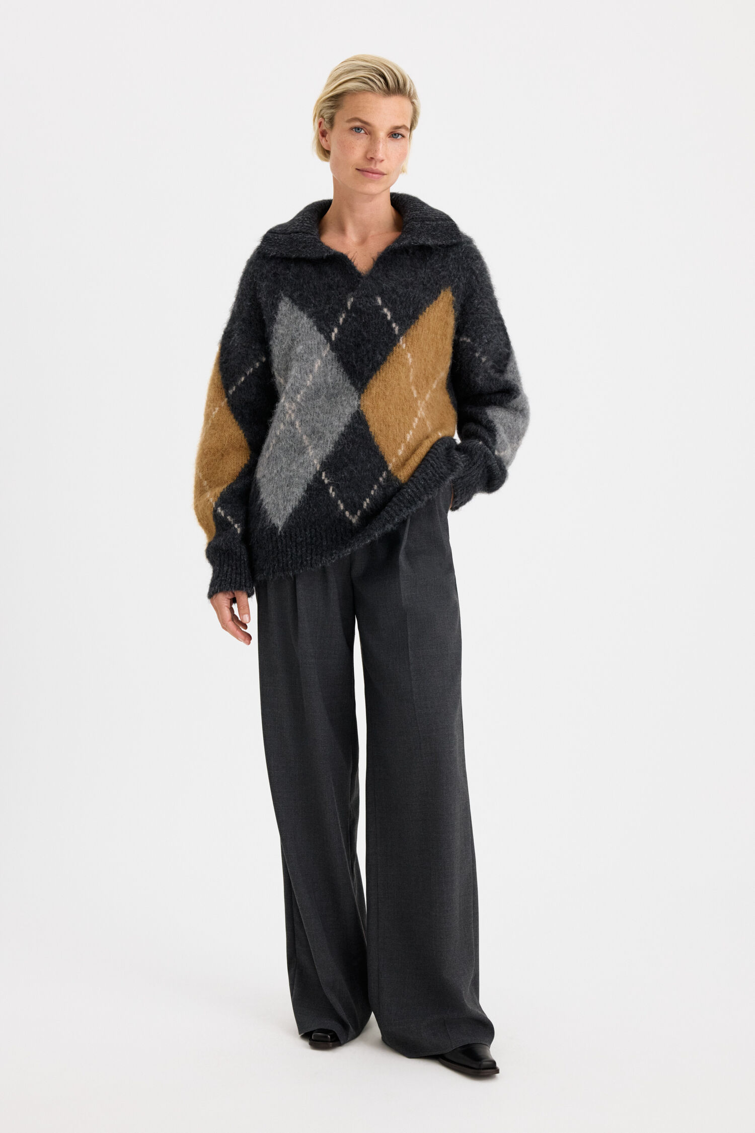 Alpaca Check Sweater