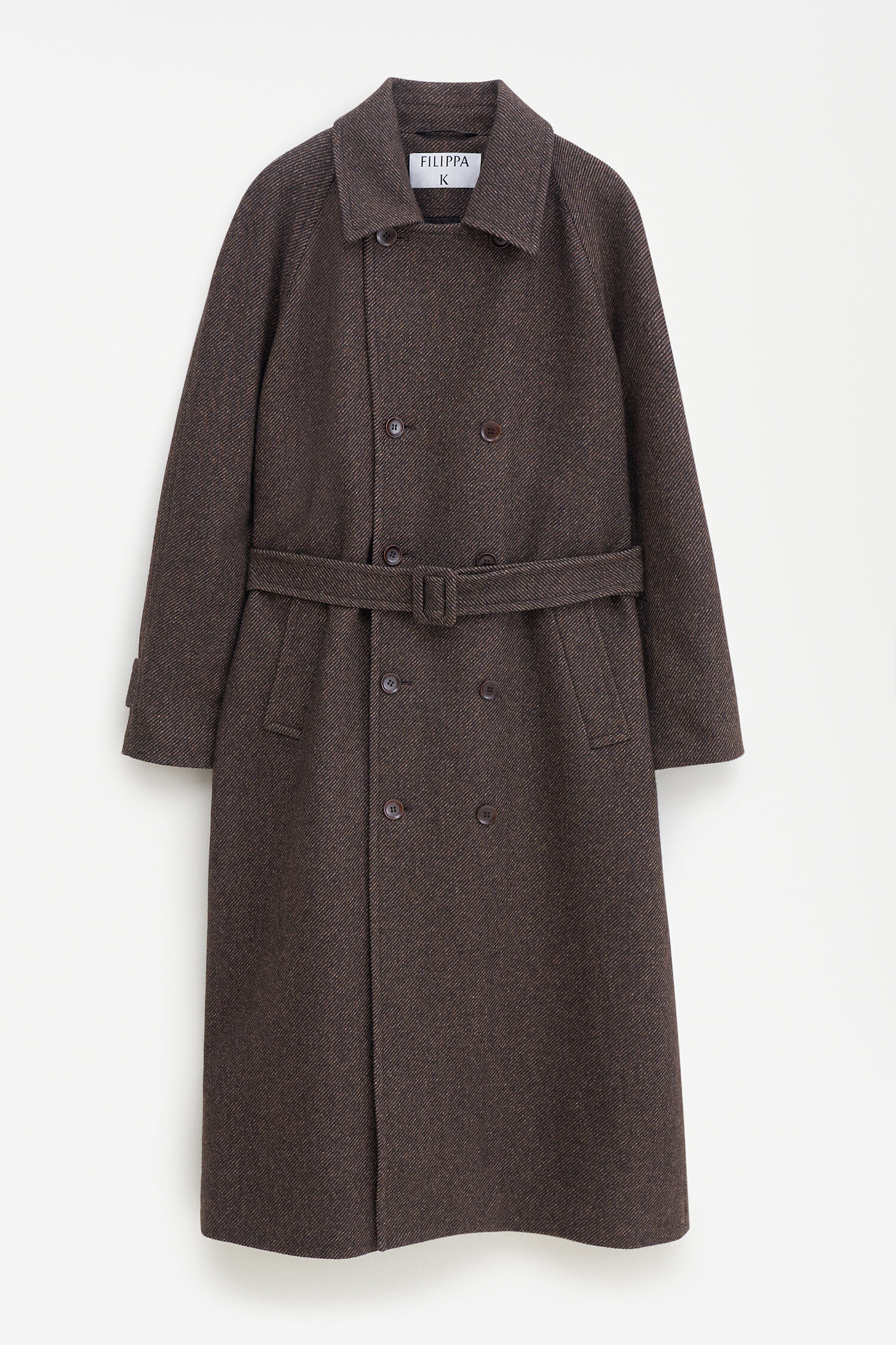 Double Breasted Wool Trench Coat Walnut Brown Filippa K