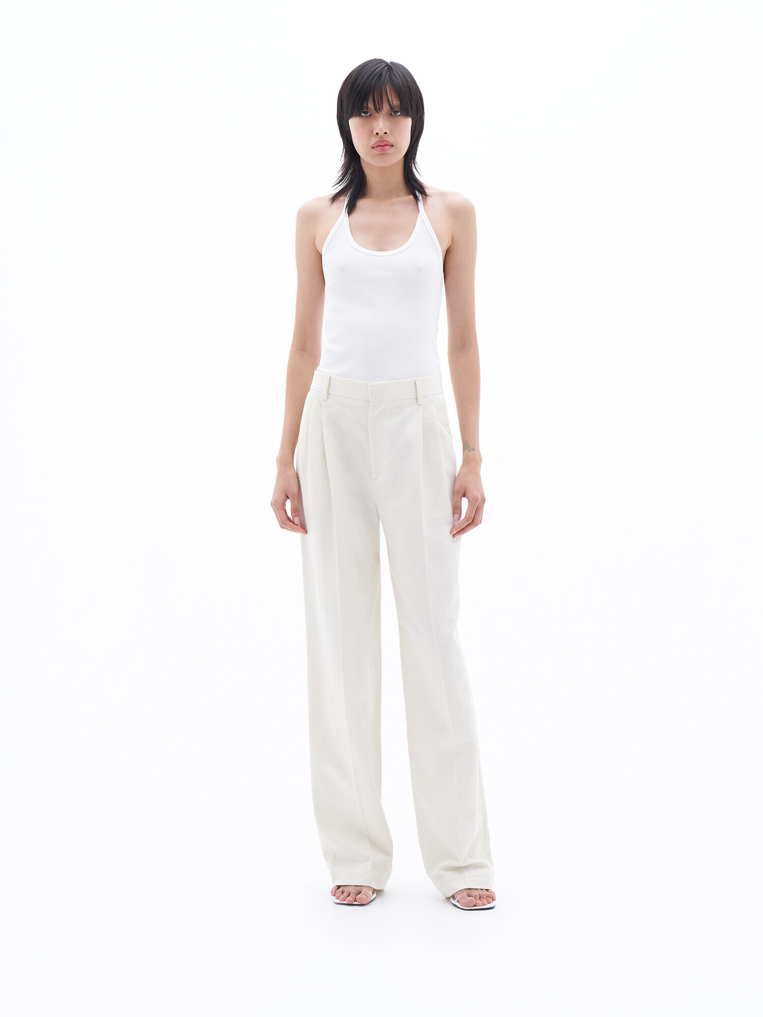 Pleated Pinstripe Trousers