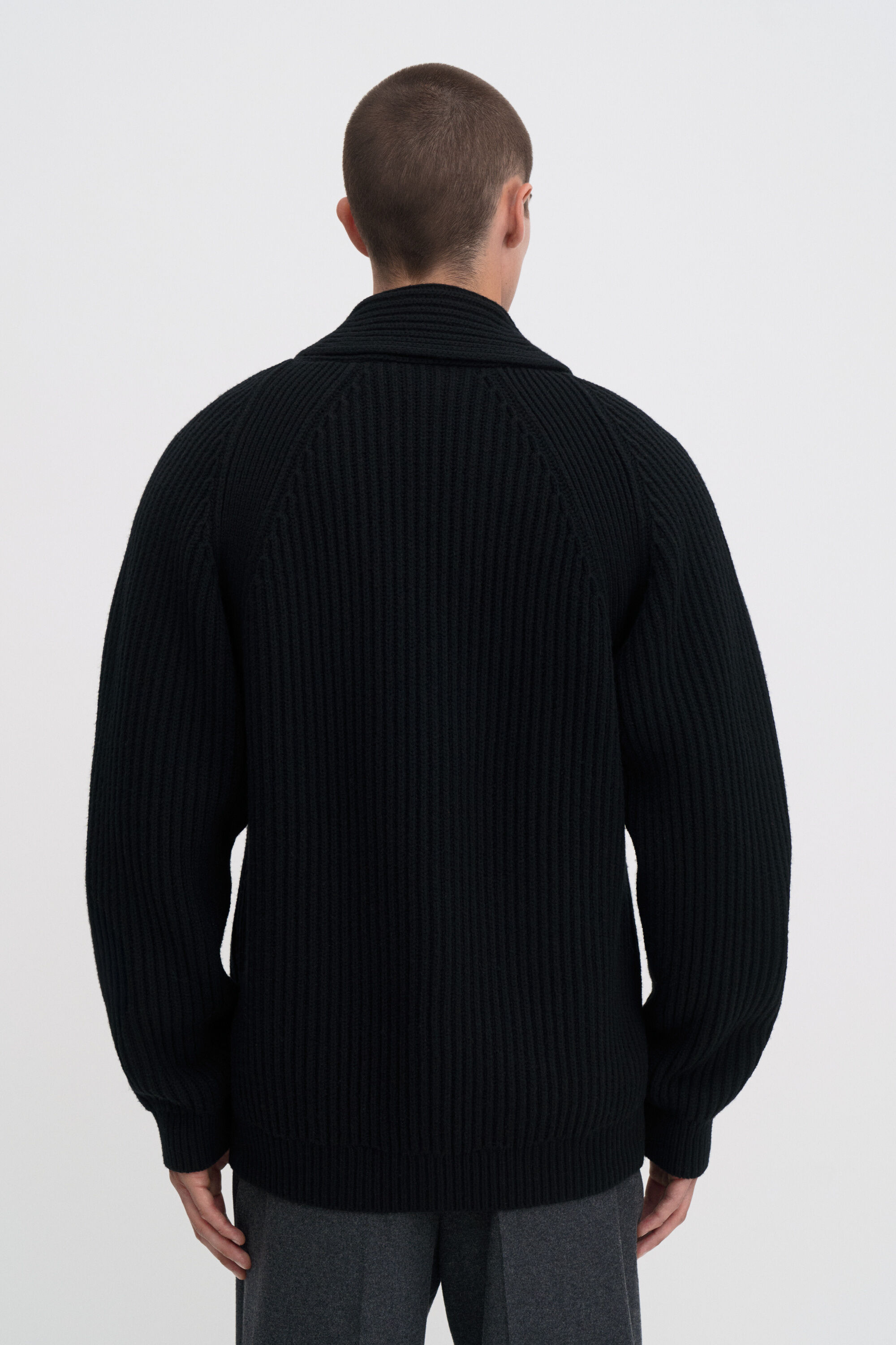 Shawl Collar Wool Cardigan - Black | FILIPPA K