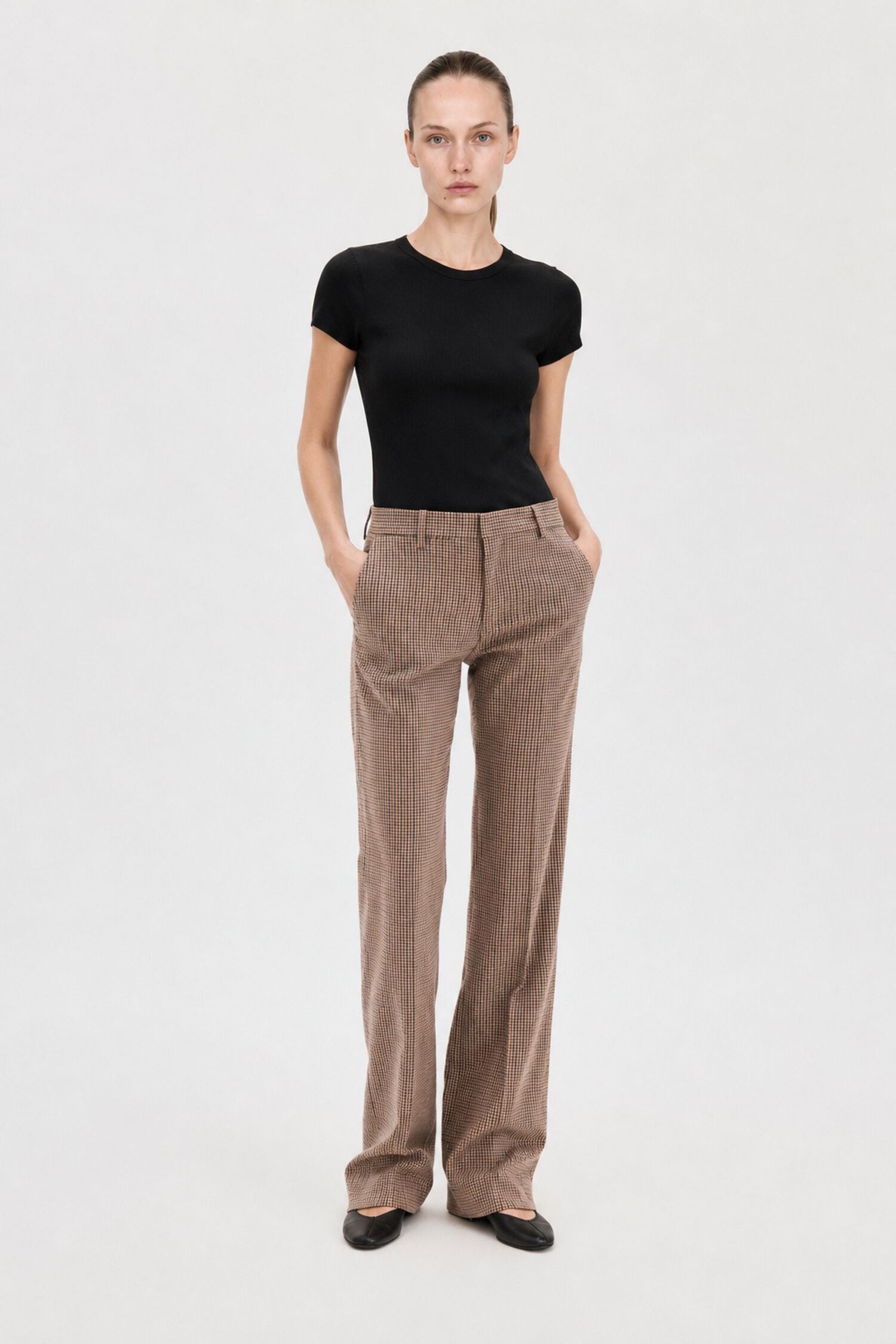 Bootcut Check Trousers