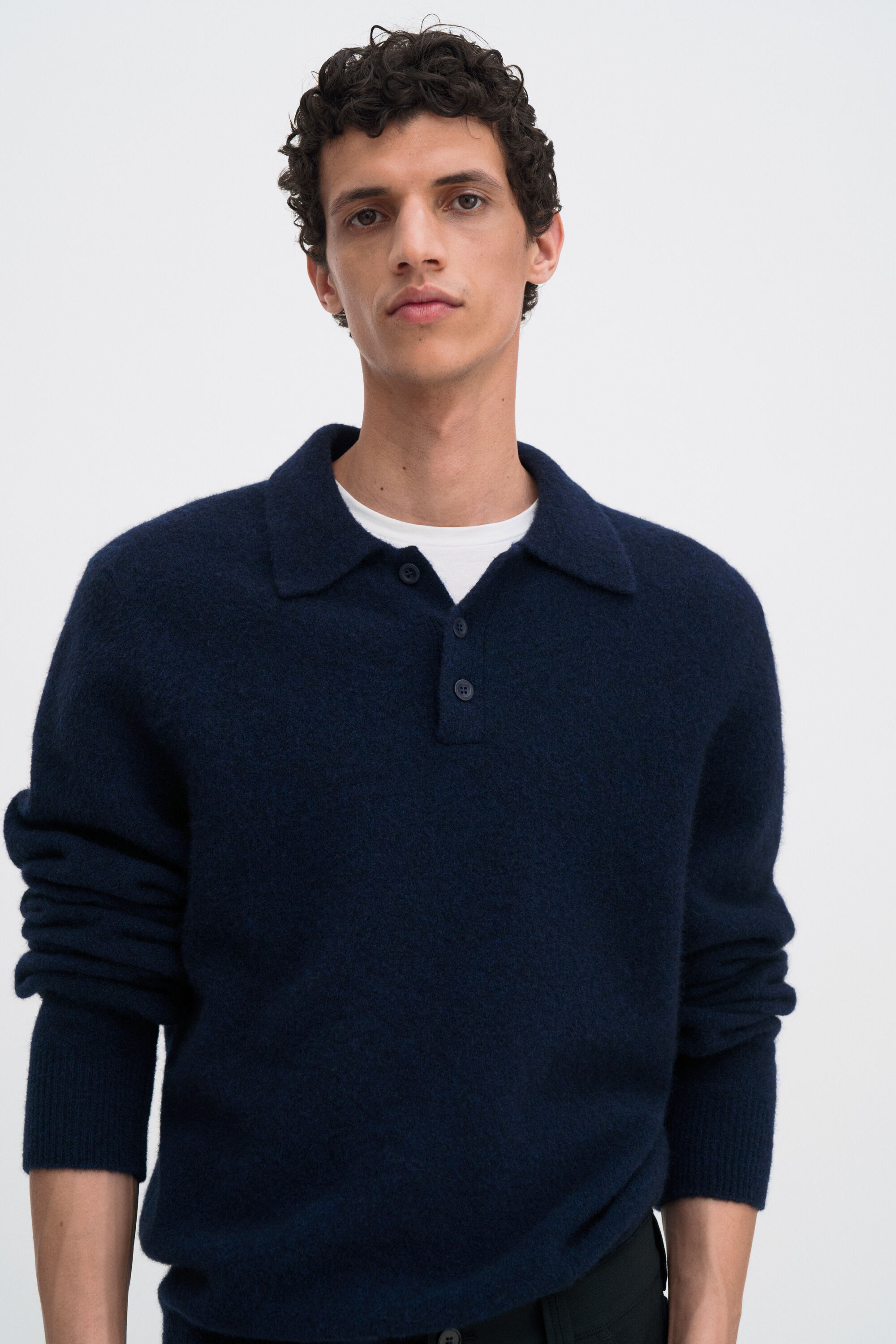Yak Wool Polo Sweater - Navy | FILIPPA K