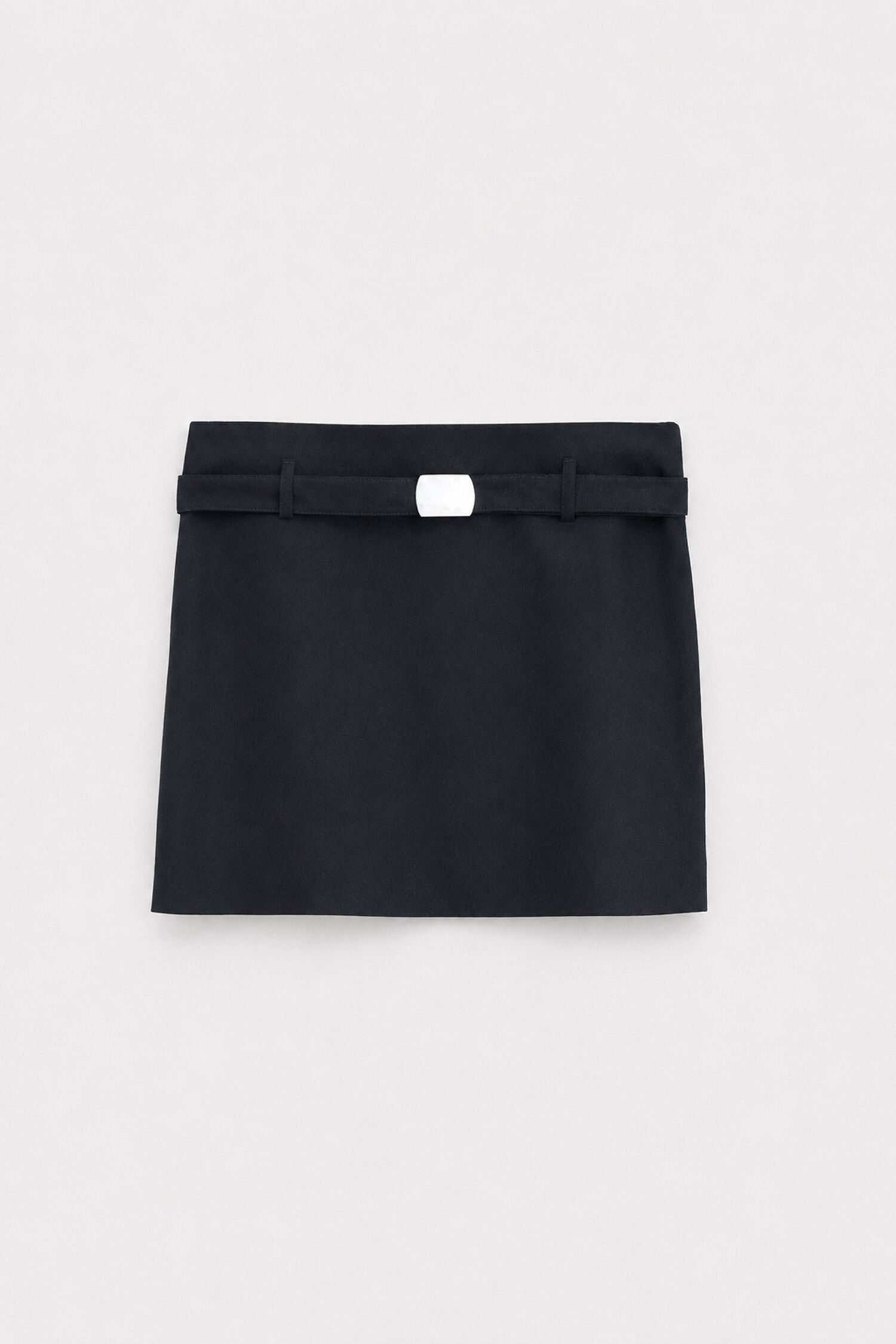 Wool Mini Belt Skirt 