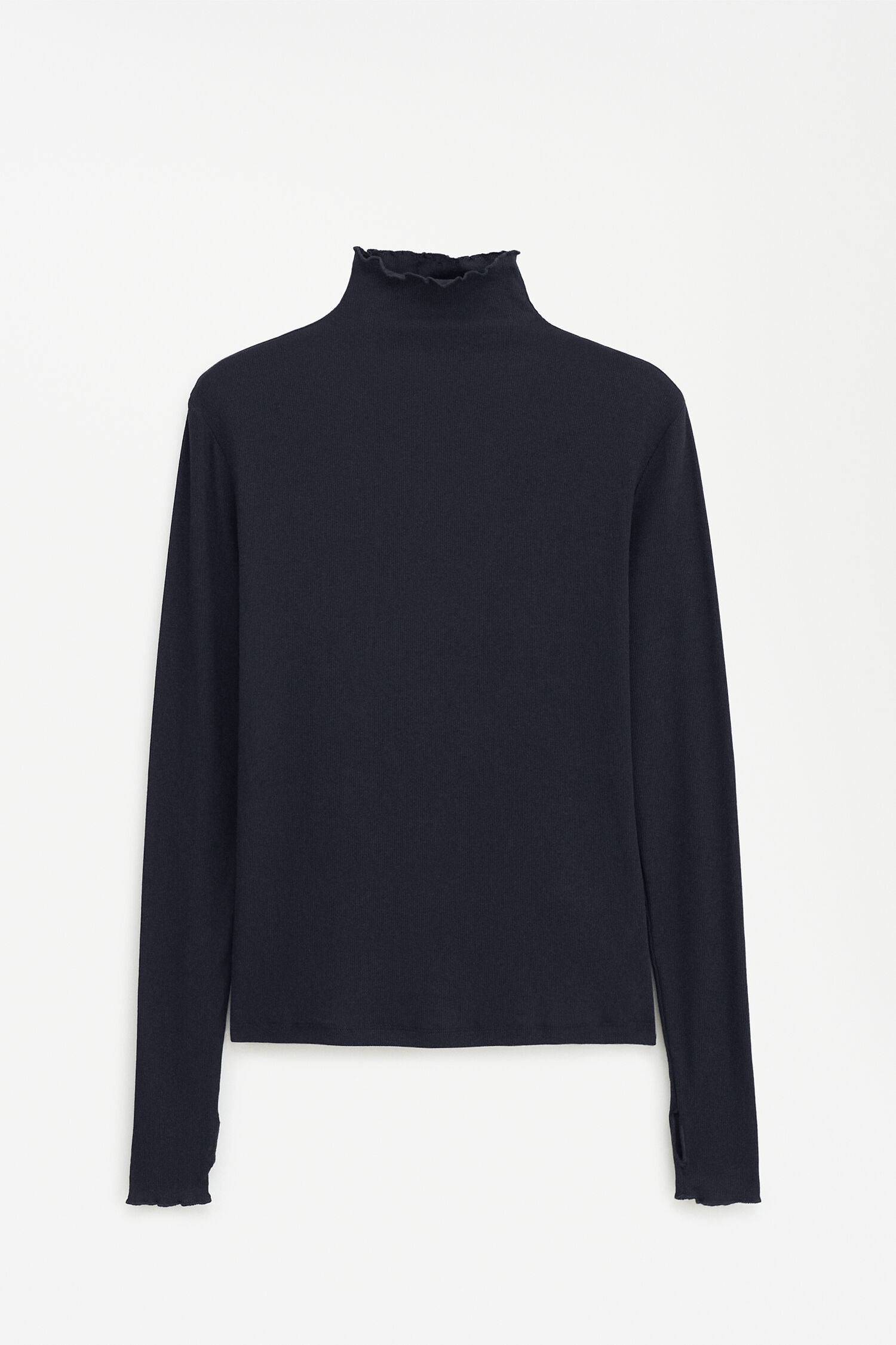 black long sleeve mock neck top