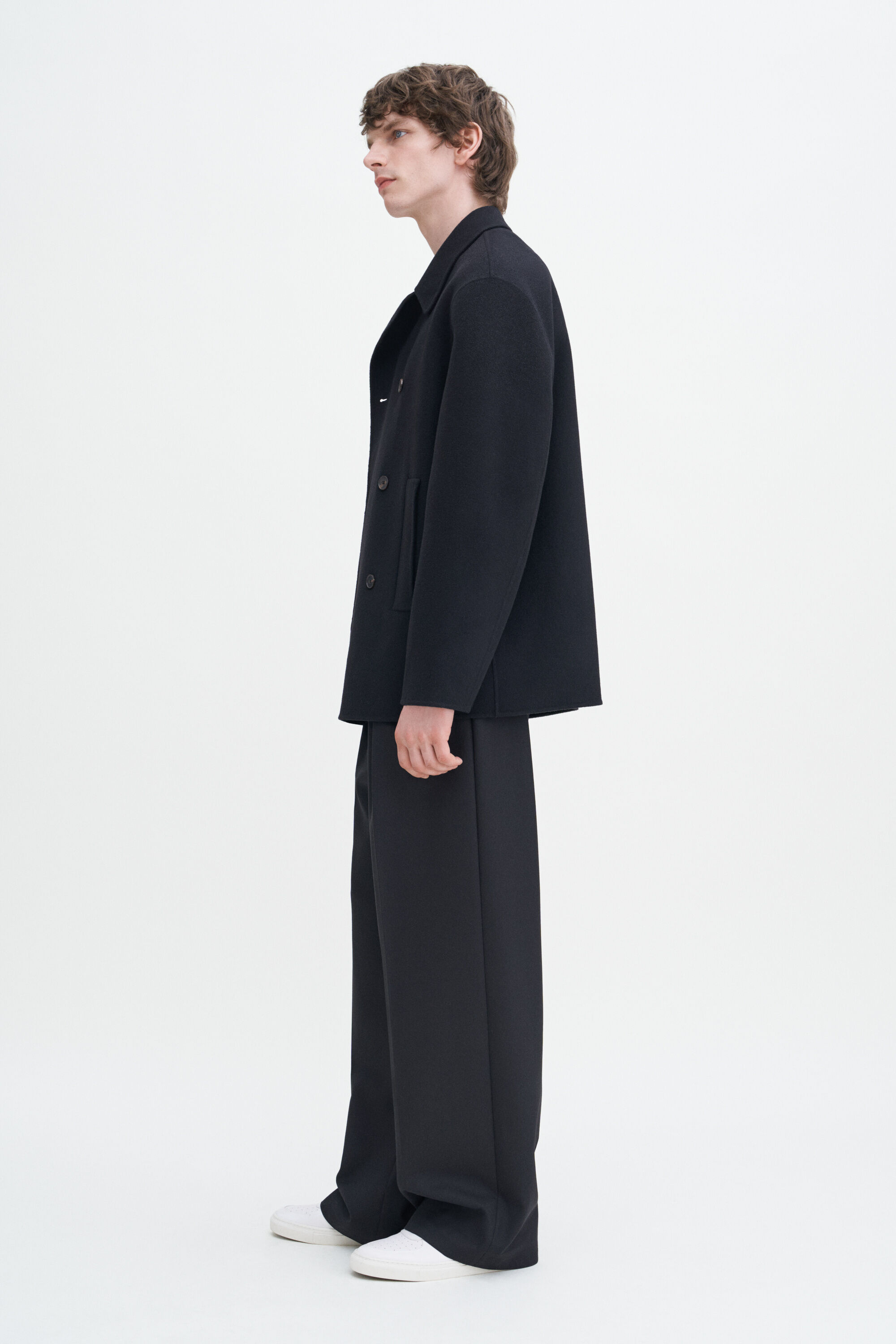 Double Faced Wool Peacoat - Black | FILIPPA K