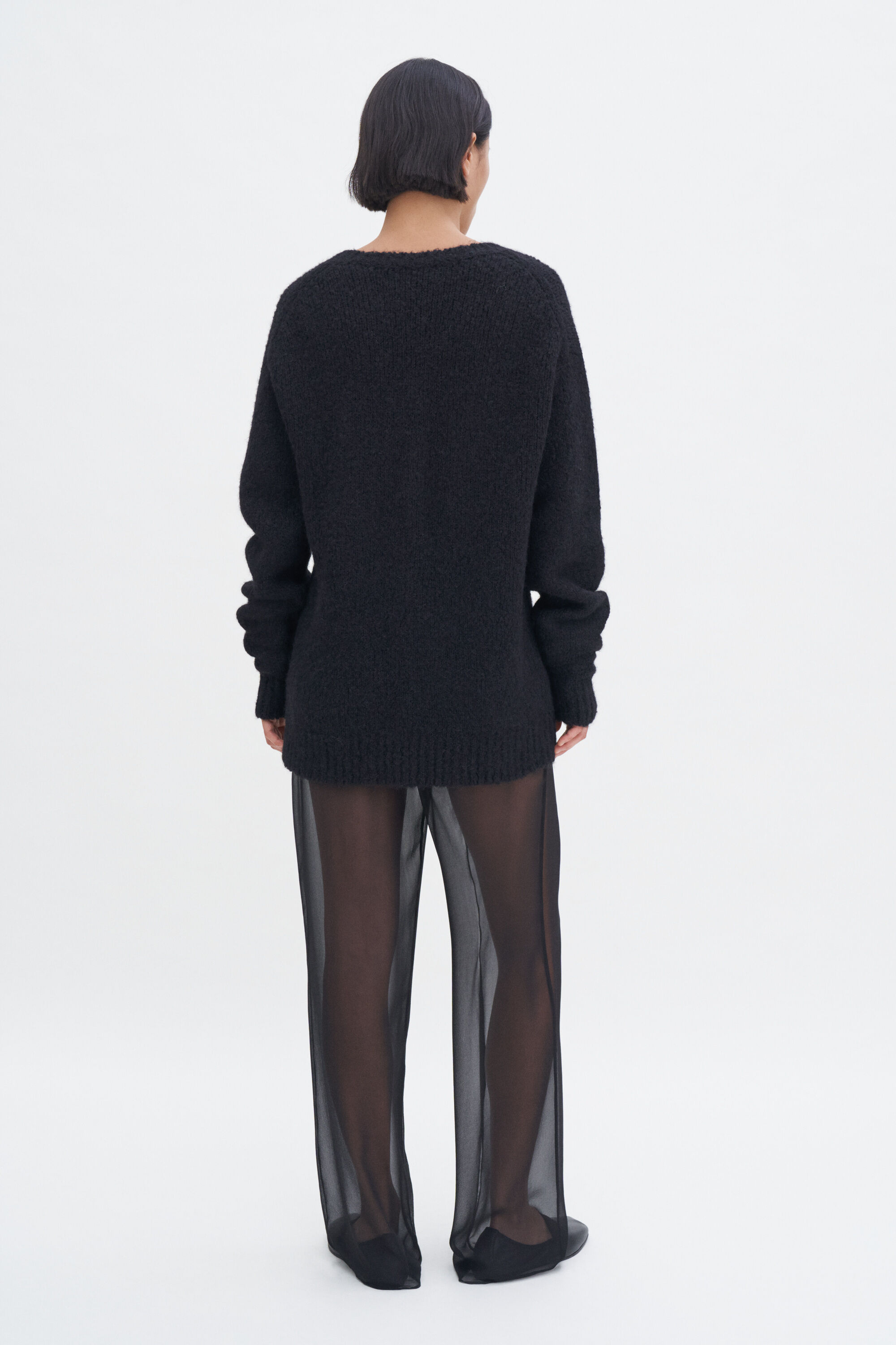 【関税込み】Filippa K ブラック スリム ジッパー トラウザーズ Sheer Silk Zip Trousers - Black | Filippa K