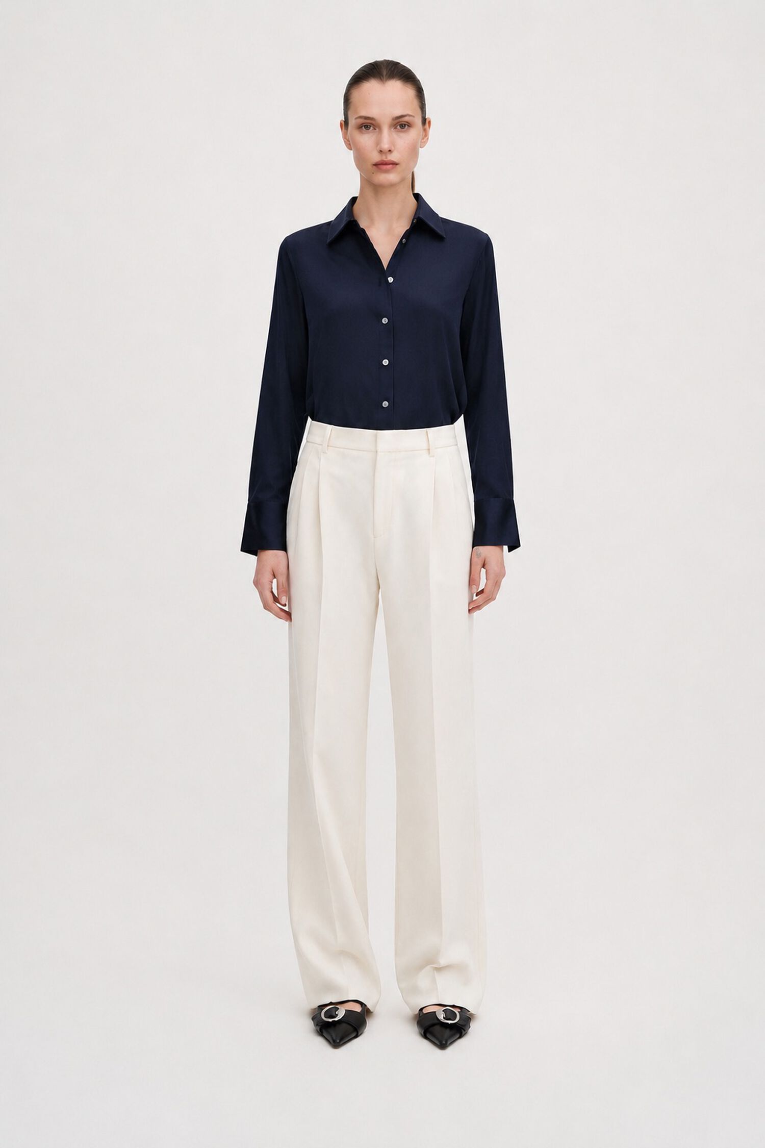 Pleated Pinstripe Trousers
