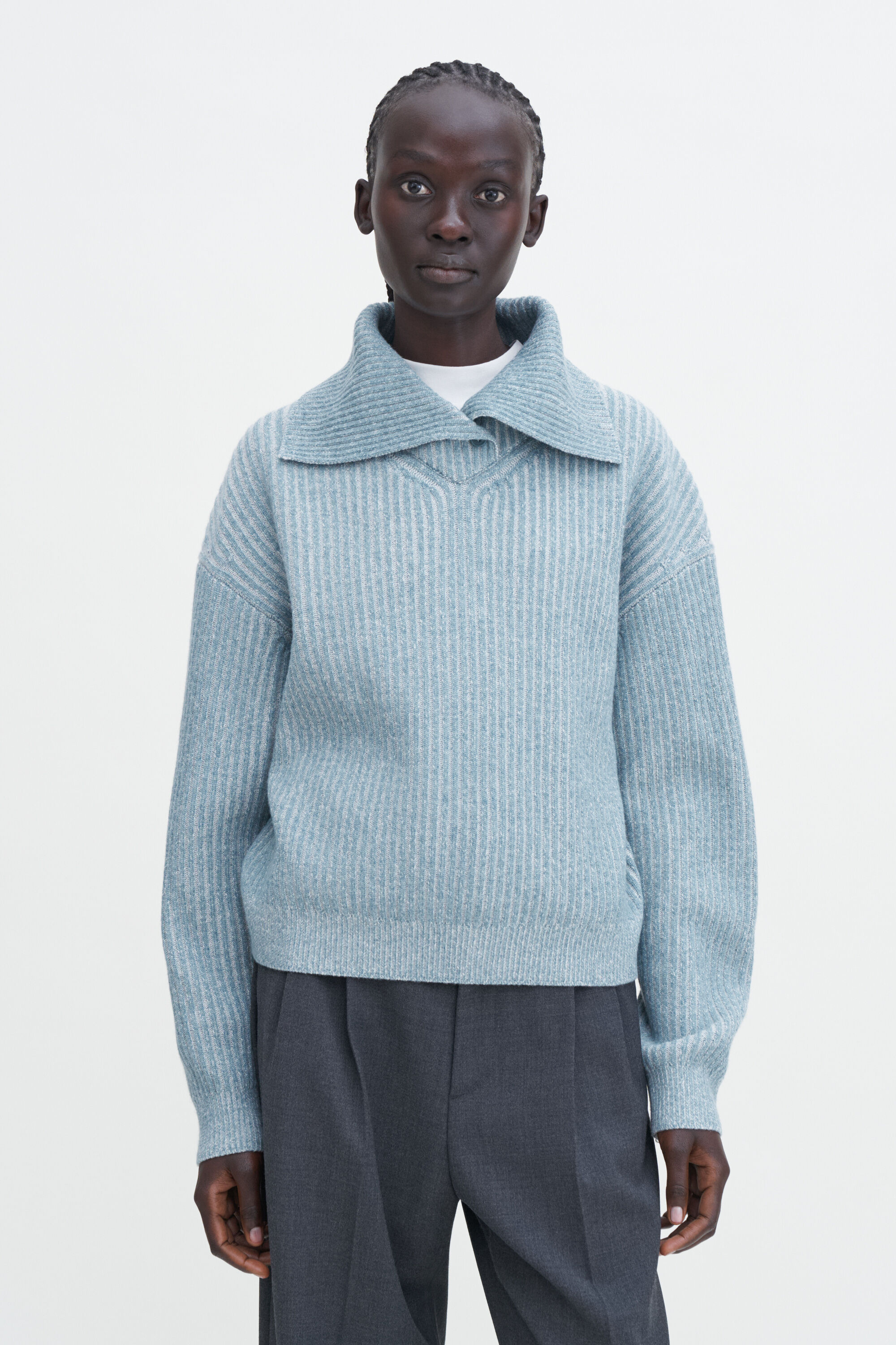 Ribbed Collar Sweater