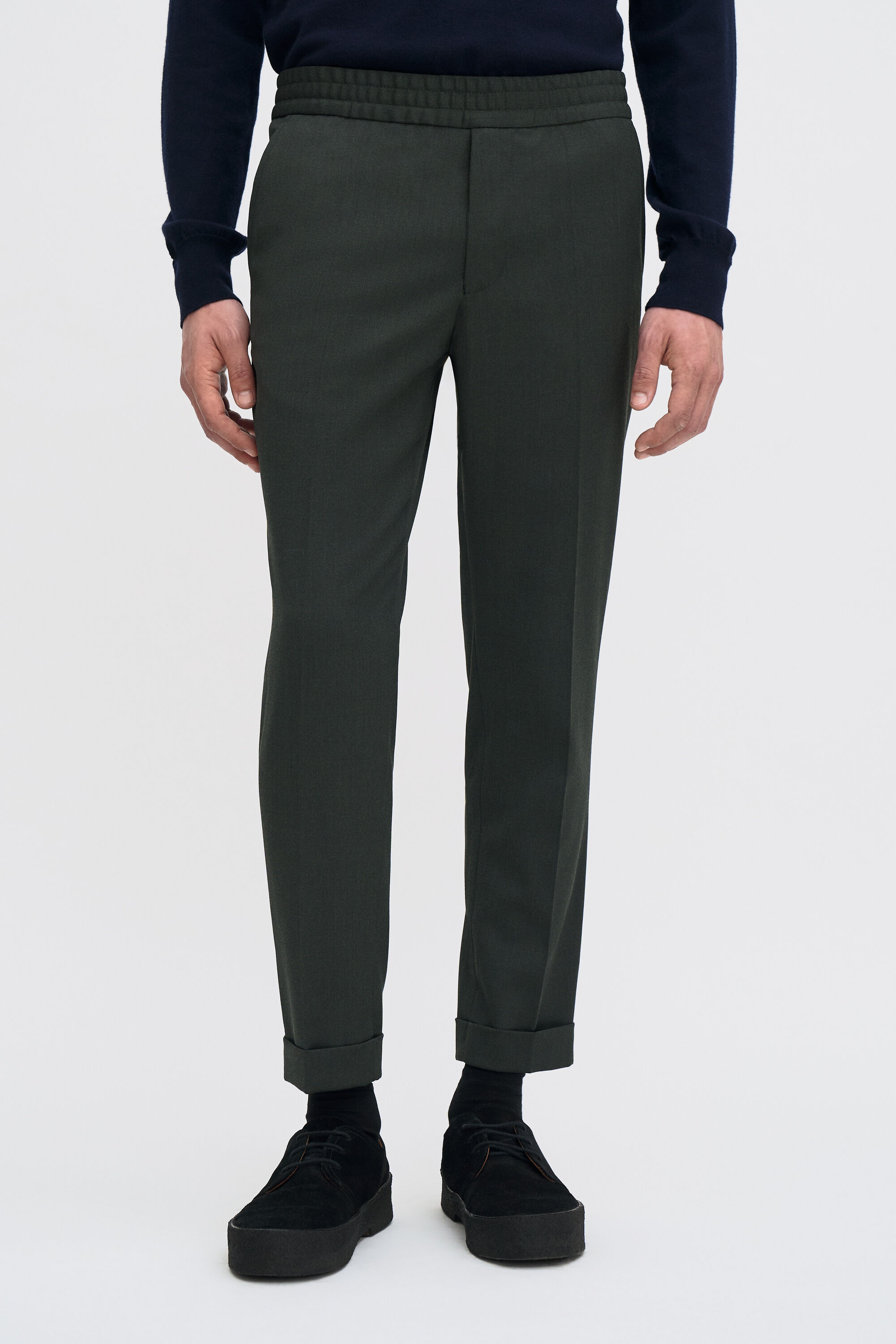 Terry Cropped Trousers - Green Melange | FILIPPA K