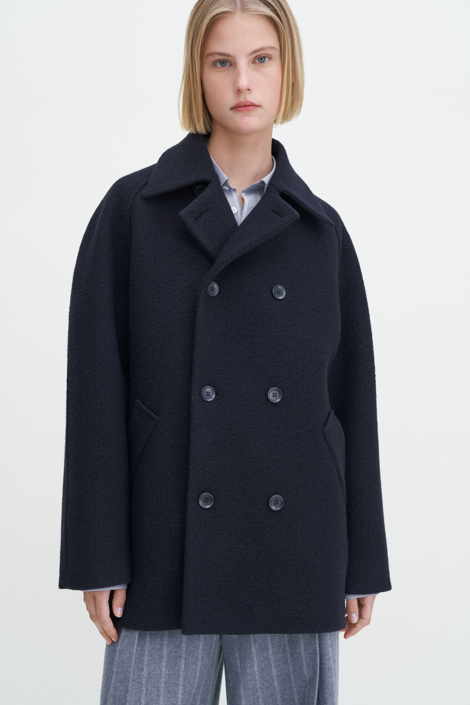 Double Breasted Boiled Wool Jacket